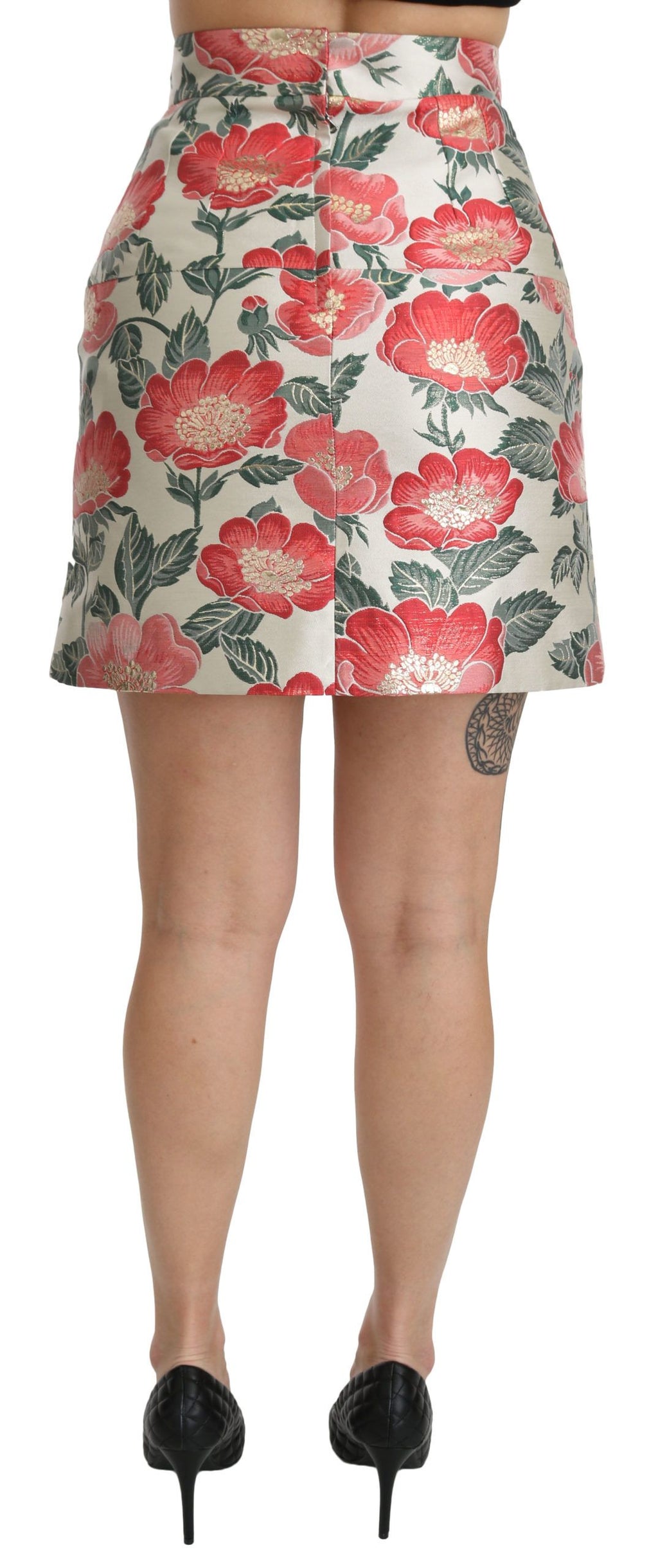 Dolce &amp; Gabbana Eleganter weißer Rock mit Blumenmuster und hoher Taille