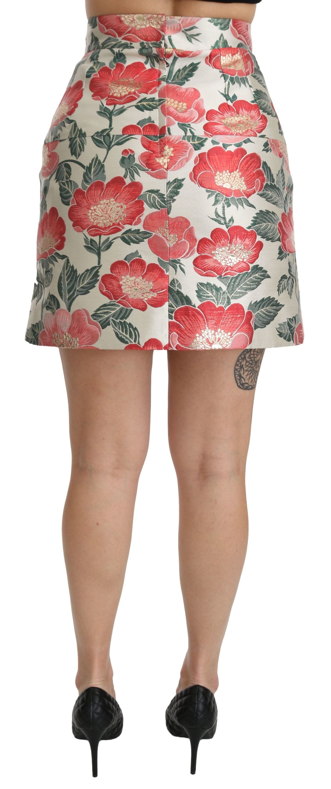 Dolce &amp; Gabbana Eleganter weißer Rock mit Blumenmuster und hoher Taille