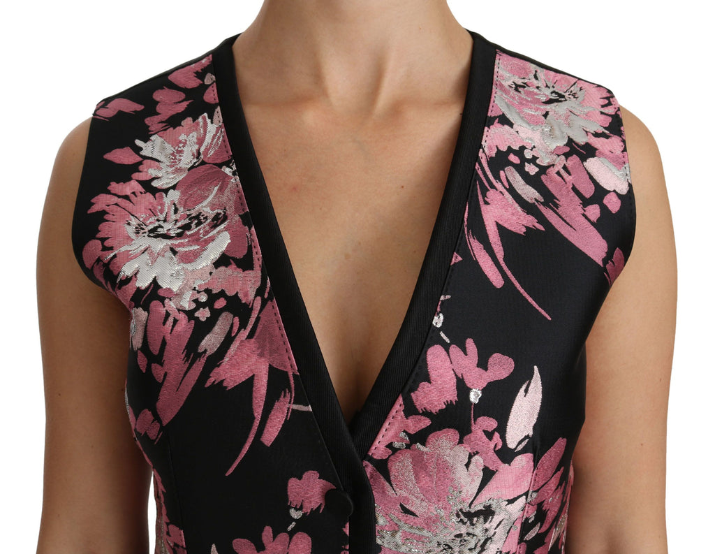 Dolce &amp; Gabbana – Elegantes, tief ausgeschnittenes Trägertop aus Brokat mit Blumenmuster