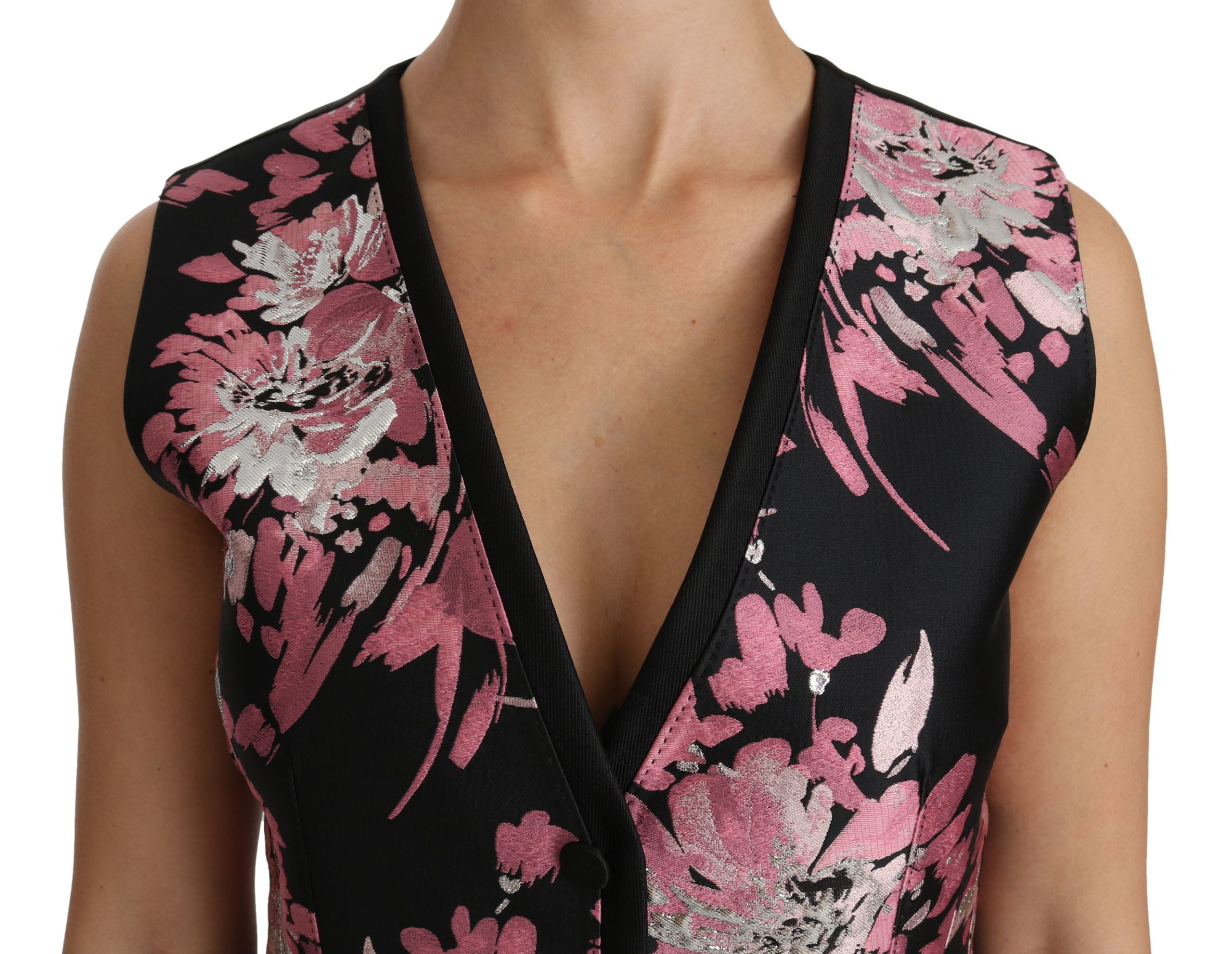 Dolce &amp; Gabbana – Elegantes, tief ausgeschnittenes Trägertop aus Brokat mit Blumenmuster