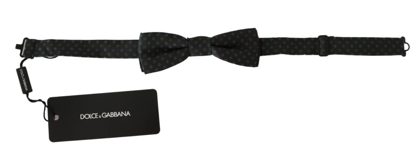 Dolce &amp; Gabbana Elegante Fliege aus grau gemusterter Seide