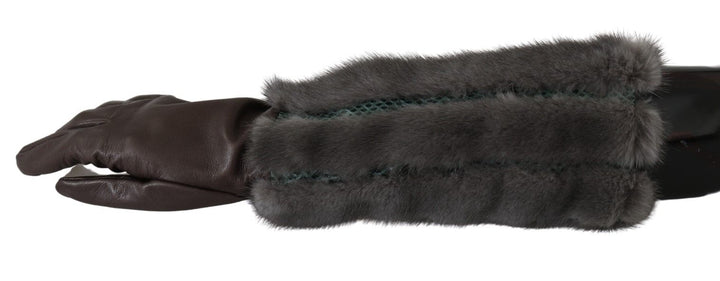 Dolce &amp; Gabbana – Elegante, mittellange Lederhandschuhe in Braun