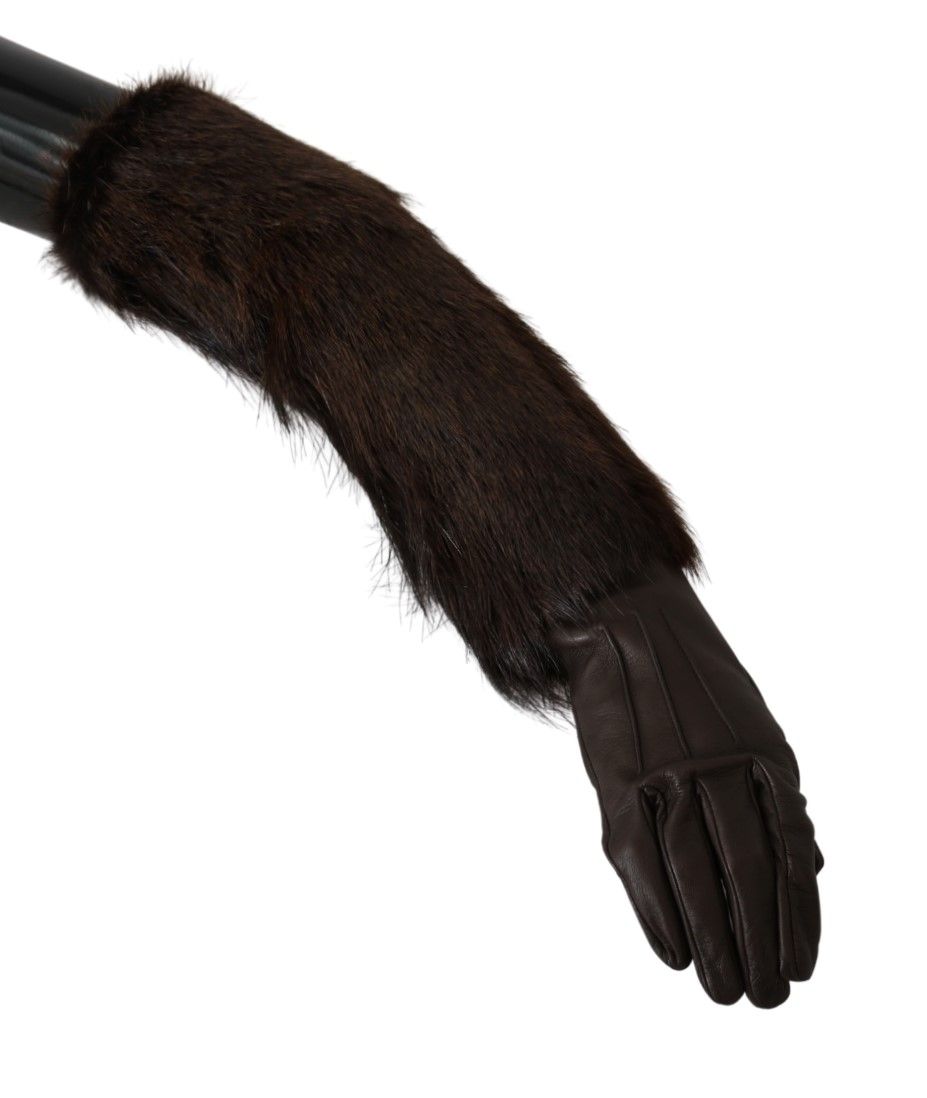 Dolce &amp; Gabbana Elegante Lederhandschuhe in Ellenbogenlänge