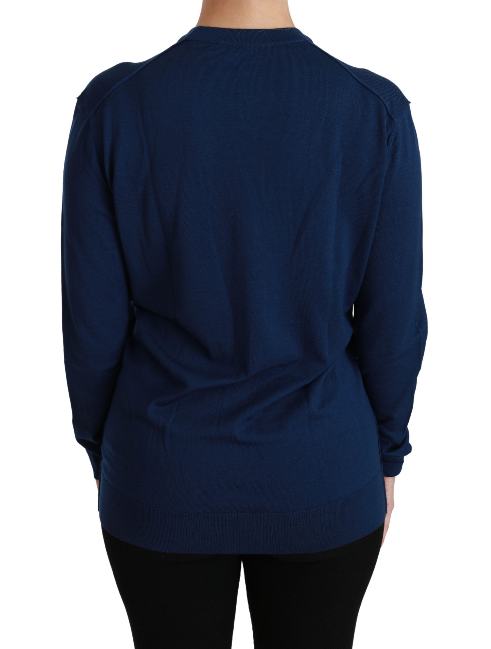 Dolce &amp; Gabbana Elegante blaue Strickjacke aus Schurwolle