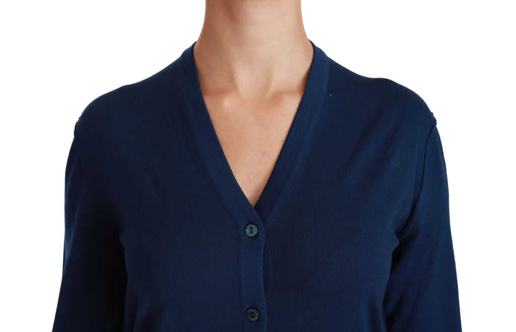 Dolce &amp; Gabbana Elegante blaue Strickjacke aus Schurwolle