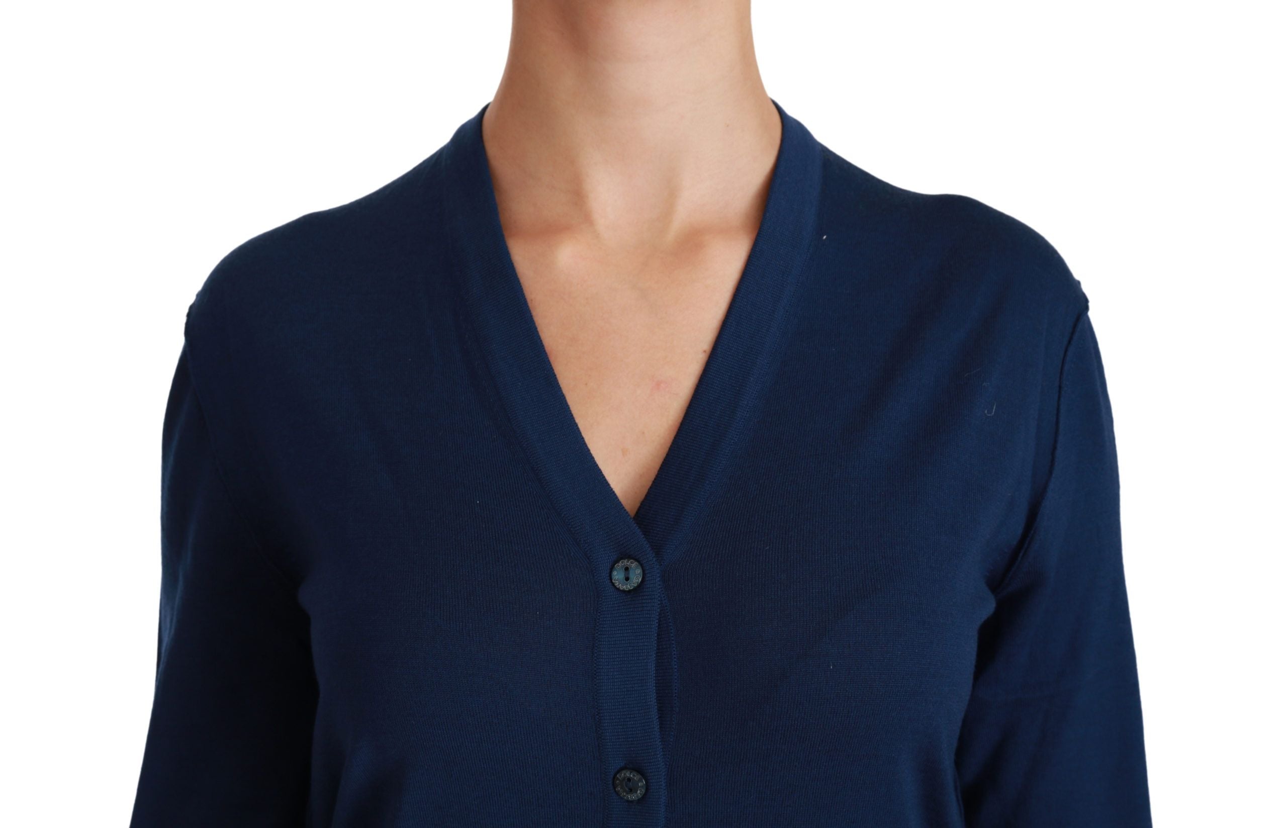 Dolce &amp; Gabbana Elegante blaue Strickjacke aus Schurwolle