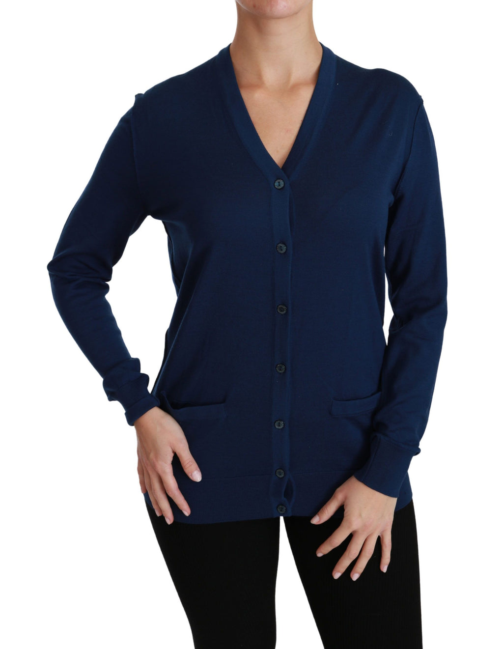Dolce &amp; Gabbana Elegante blaue Strickjacke aus Schurwolle