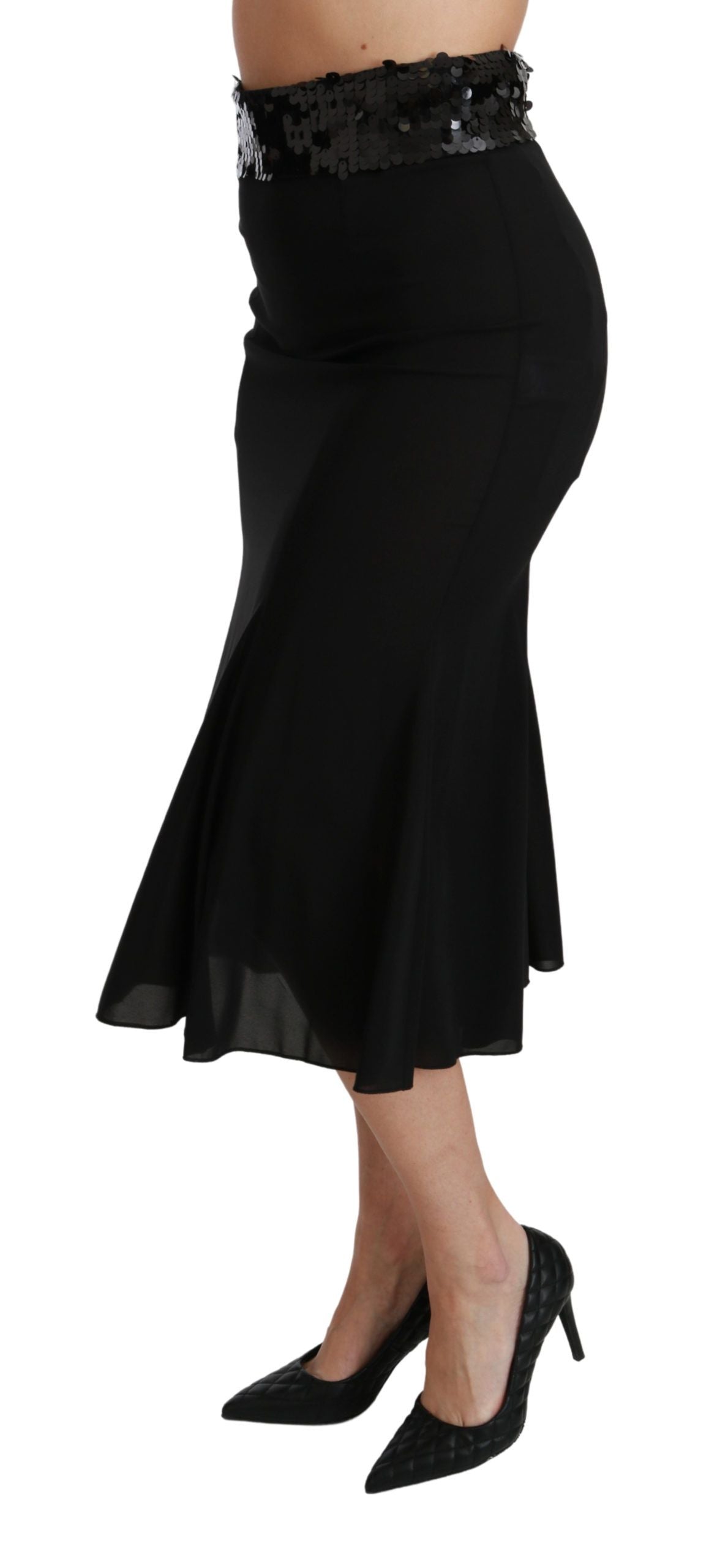 Dolce &amp; Gabbana Eleganter schwarzer Paillettenrock mit hoher Taille