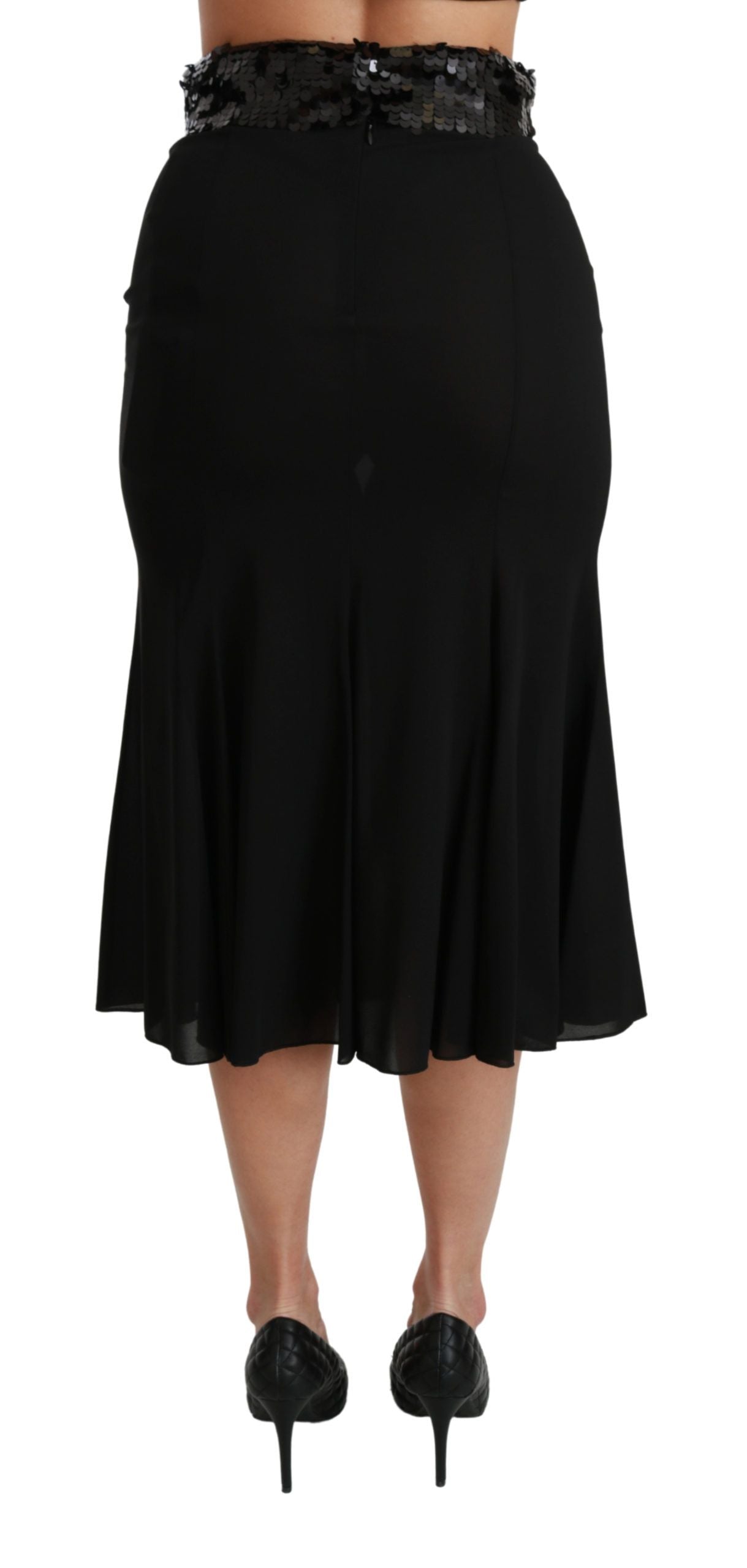 Dolce &amp; Gabbana Eleganter schwarzer Paillettenrock mit hoher Taille