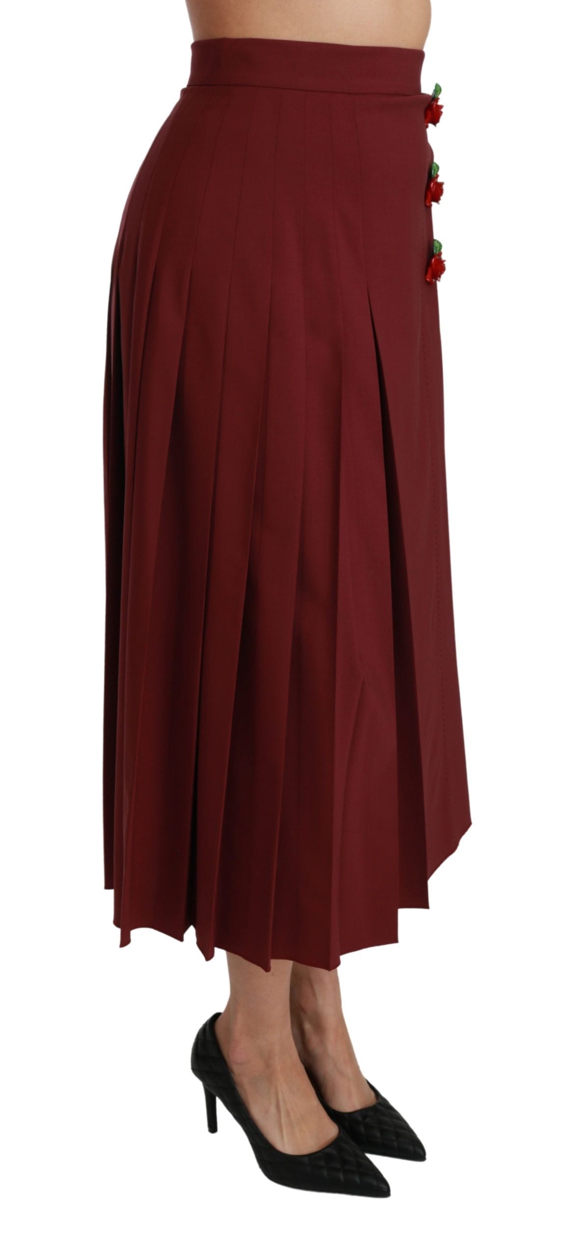 Dolce &amp; Gabbana Eleganter roter Rock aus Schurwolle mit hoher Taille