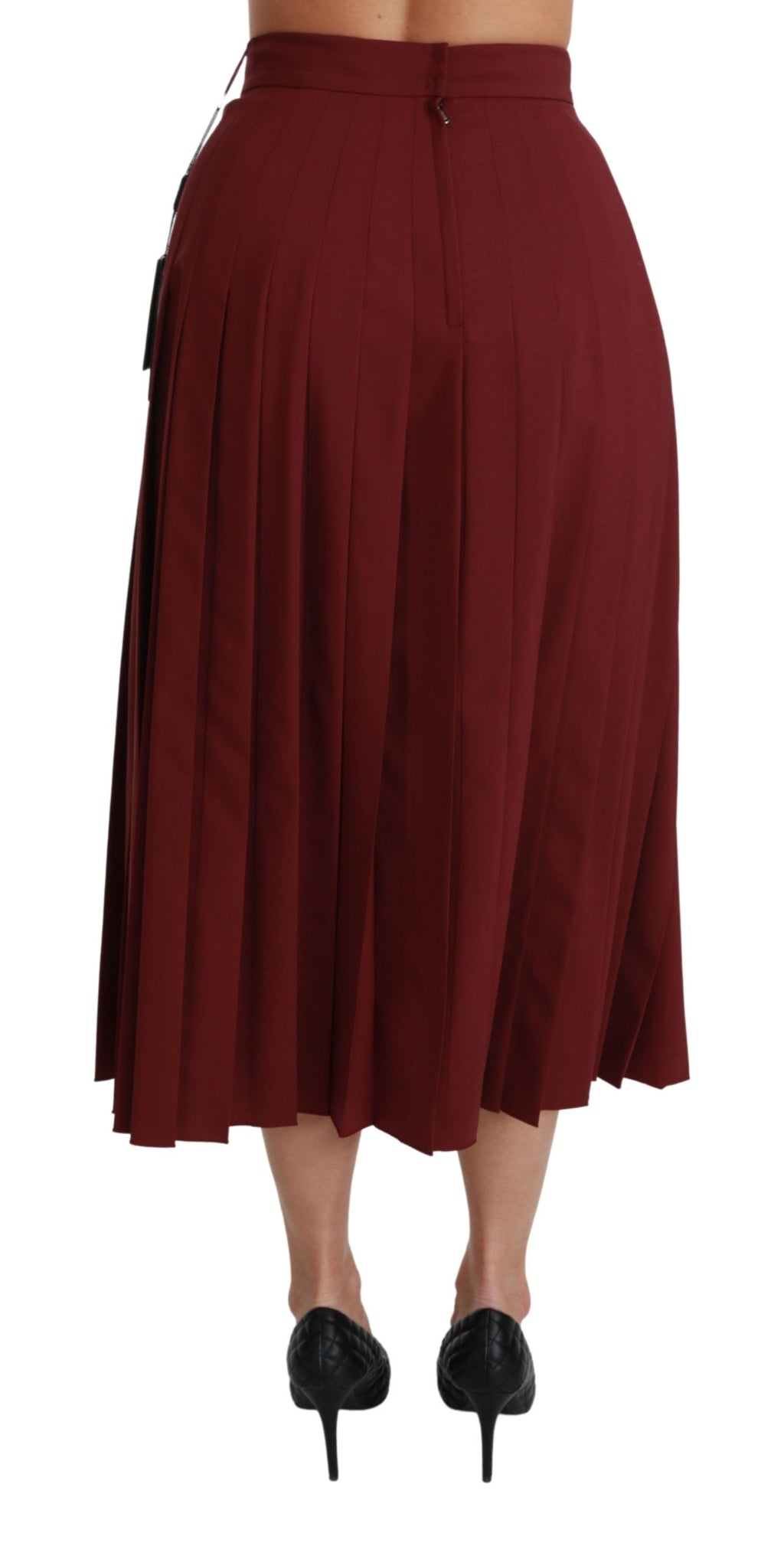 Dolce &amp; Gabbana Eleganter roter Rock aus Schurwolle mit hoher Taille
