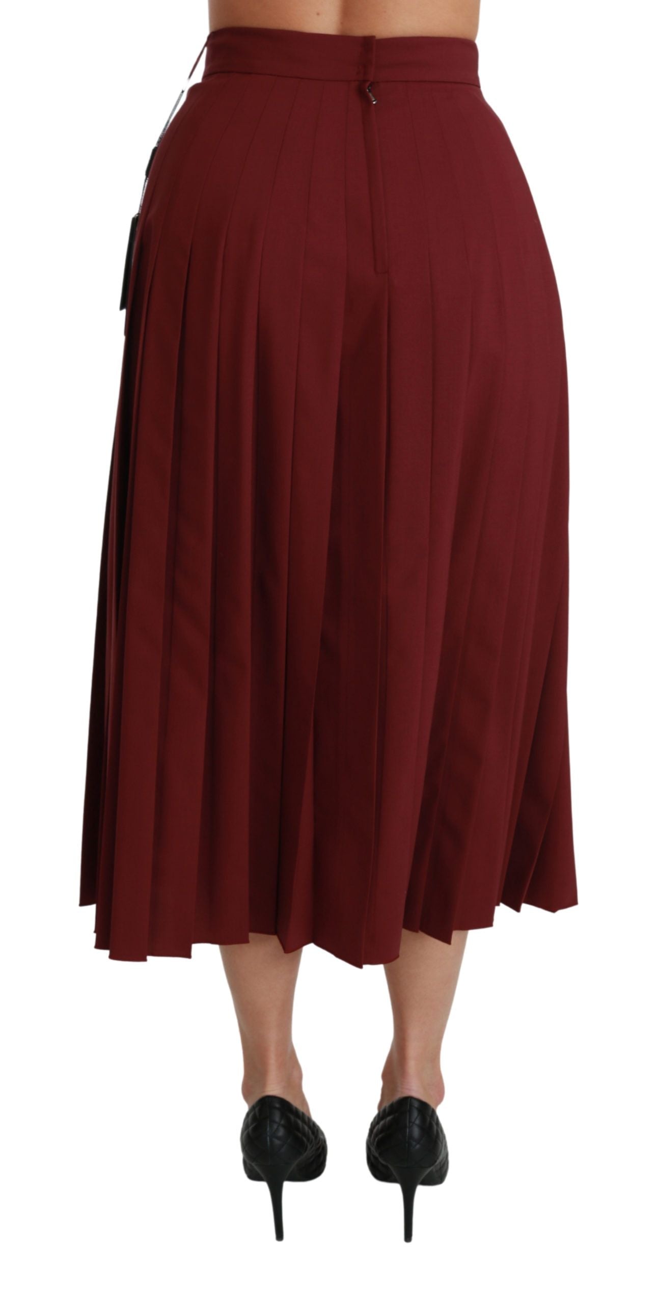 Dolce &amp; Gabbana Eleganter roter Rock aus Schurwolle mit hoher Taille
