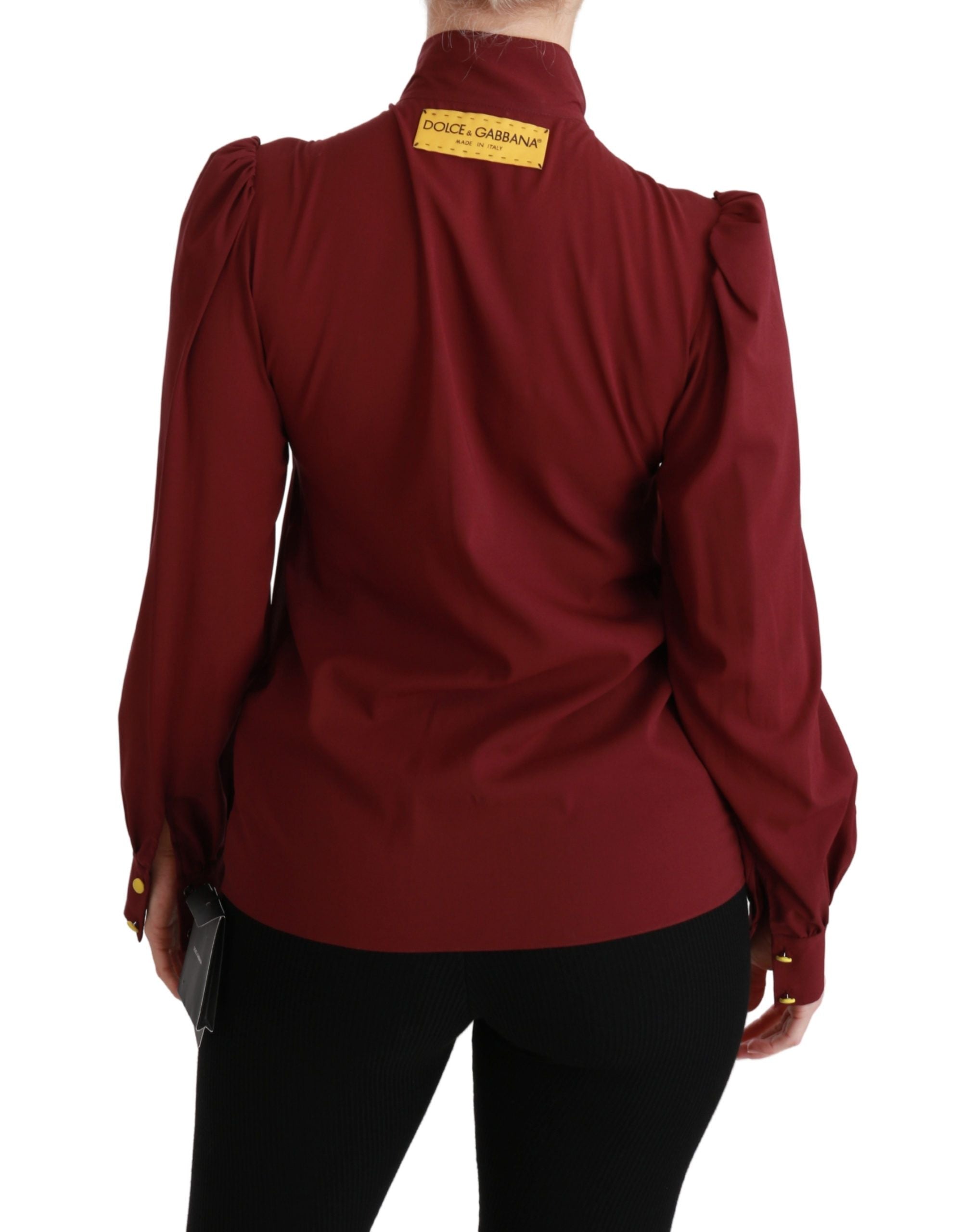 Dolce &amp; Gabbana Elegante kastanienbraune Polobluse aus Seidenmischung