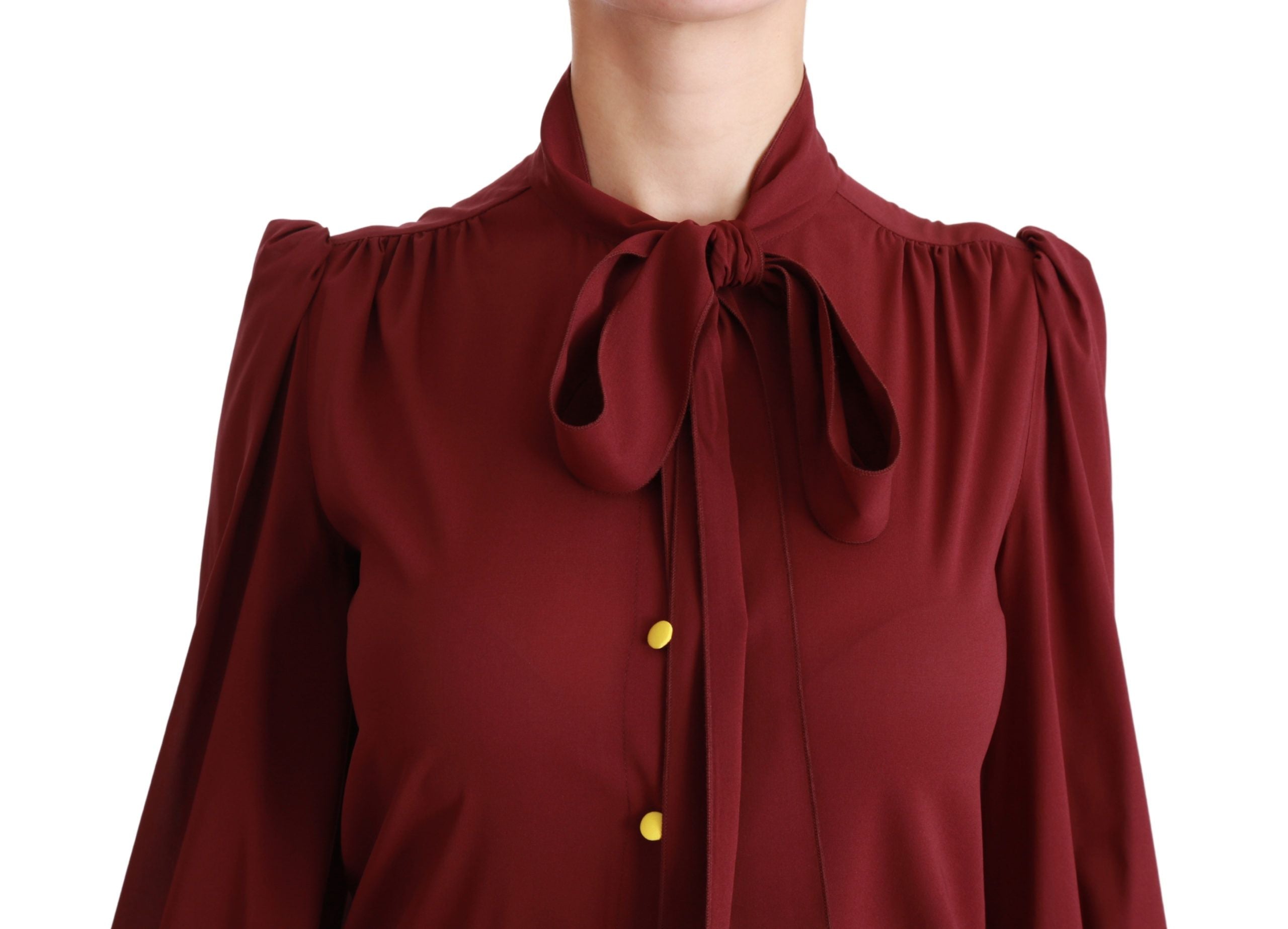 Dolce &amp; Gabbana Elegante kastanienbraune Polobluse aus Seidenmischung