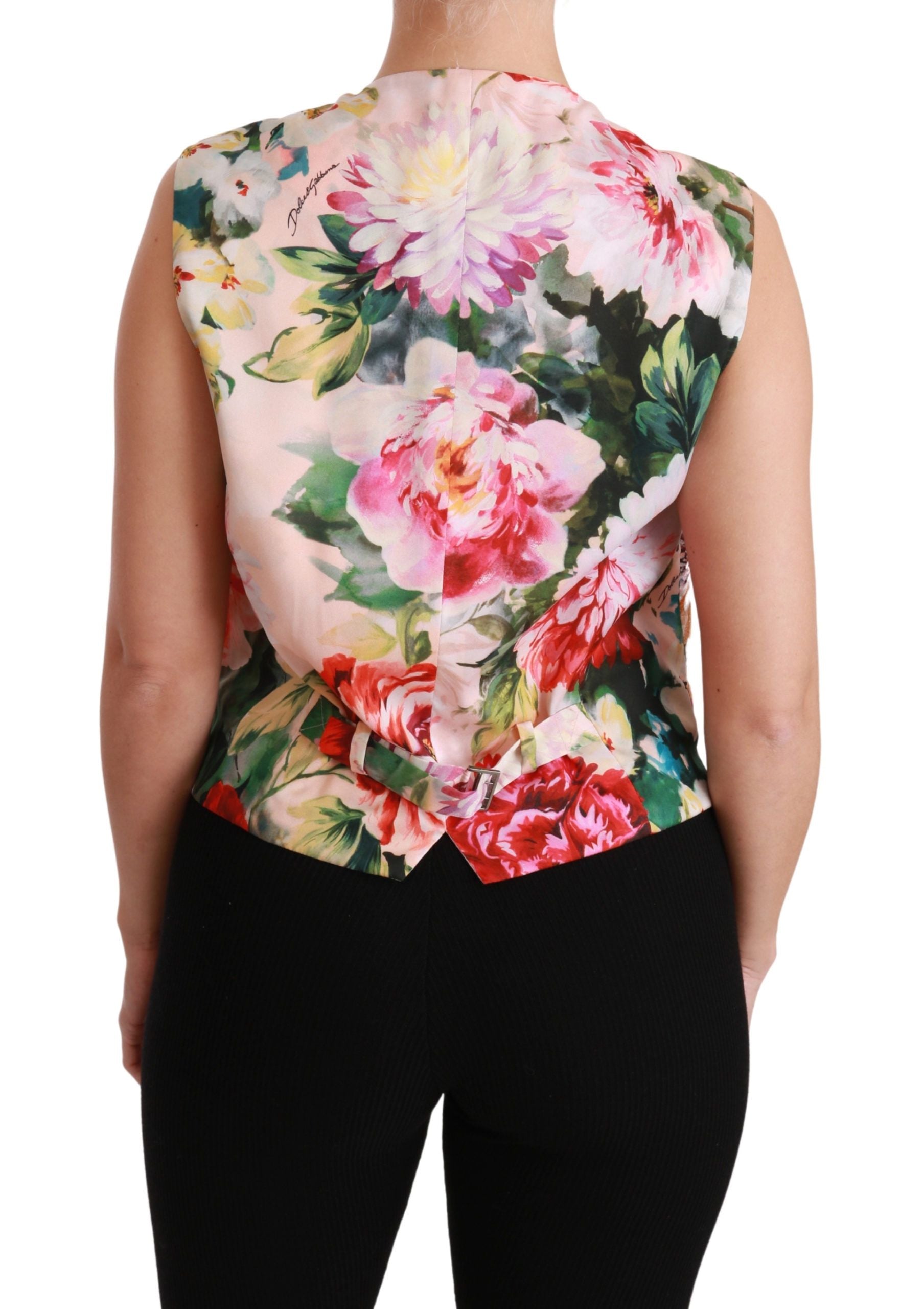 Dolce &amp; Gabbana Mehrfarbige ärmellose Weste aus Brokat mit Blumenmuster