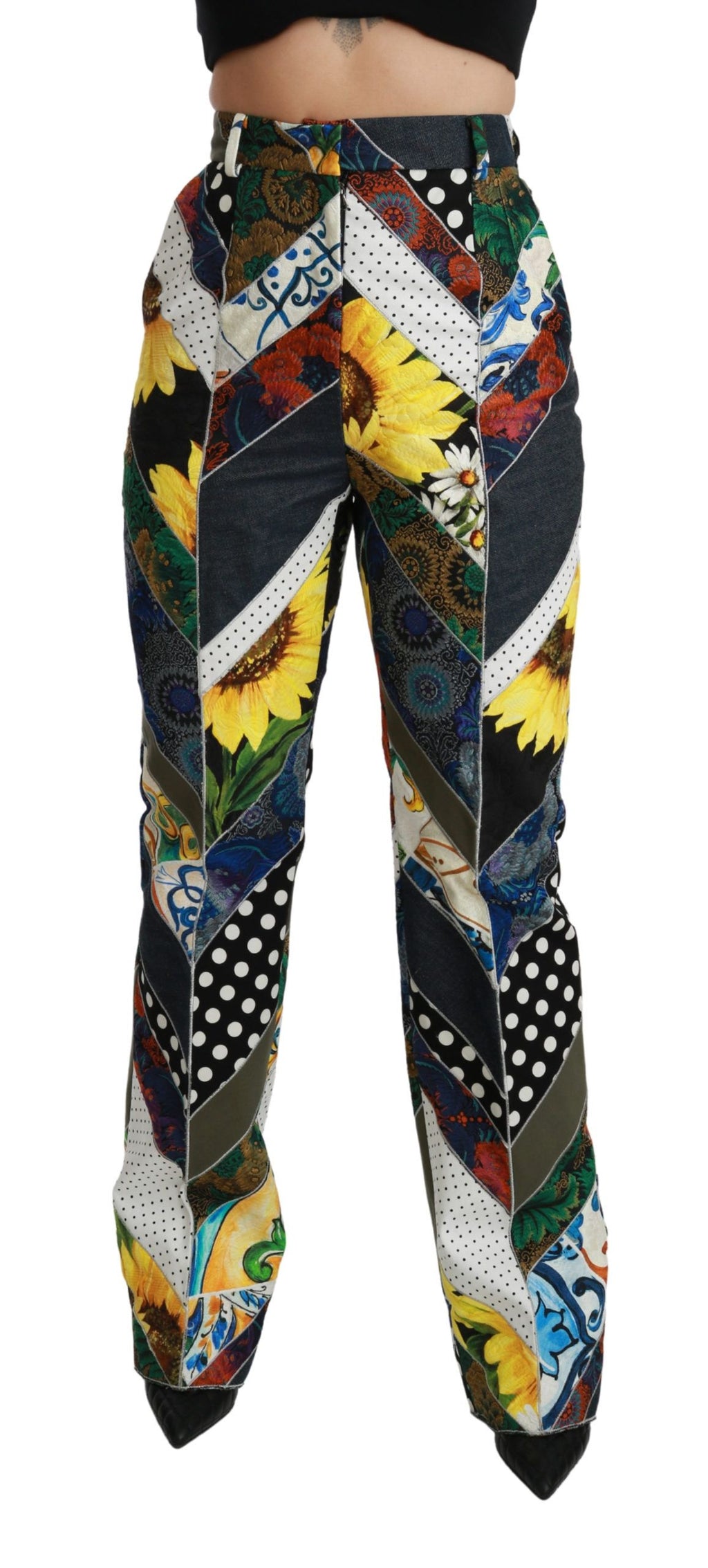 Dolce &amp; Gabbana Elegante, mehrfarbige, gerade Hose mit hoher Taille