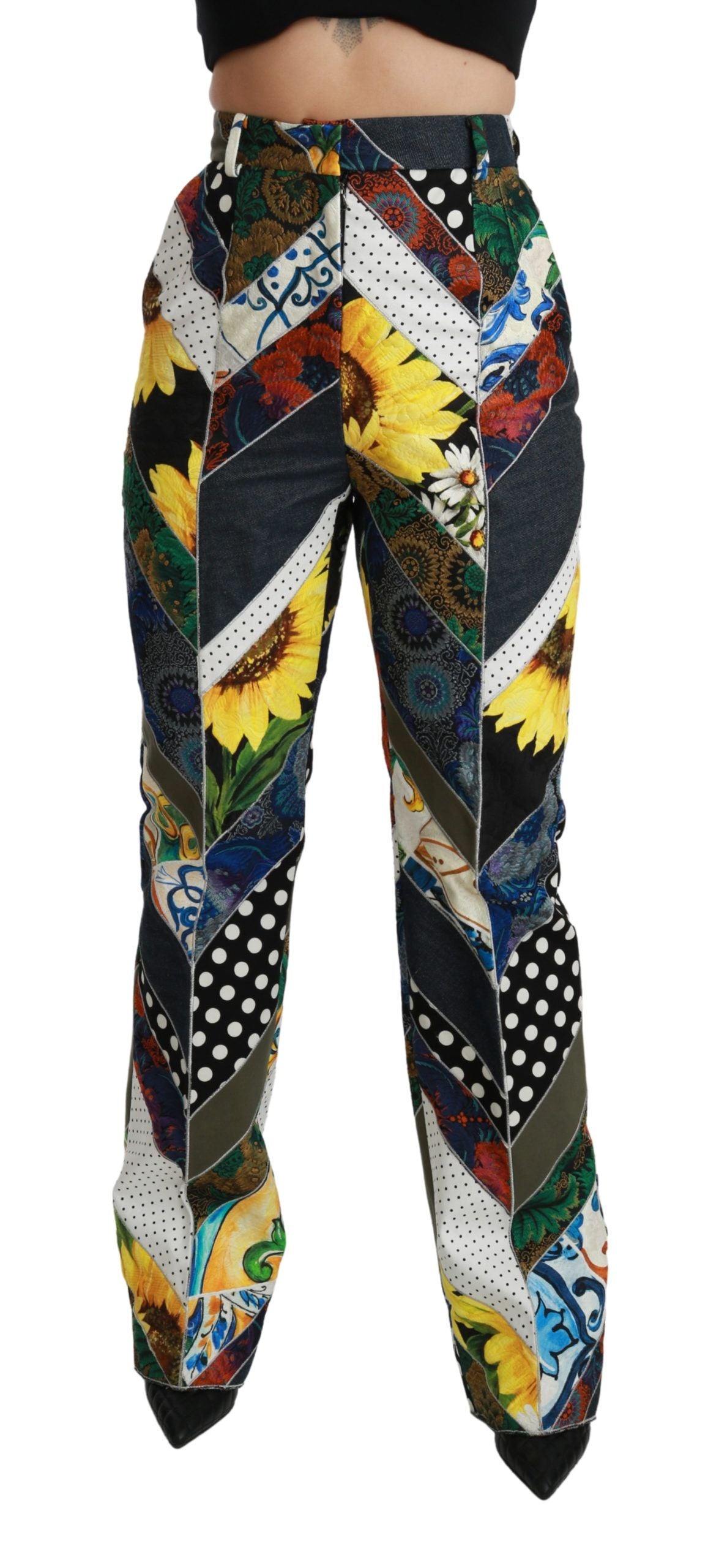 Dolce &amp; Gabbana Elegante, mehrfarbige, gerade Hose mit hoher Taille