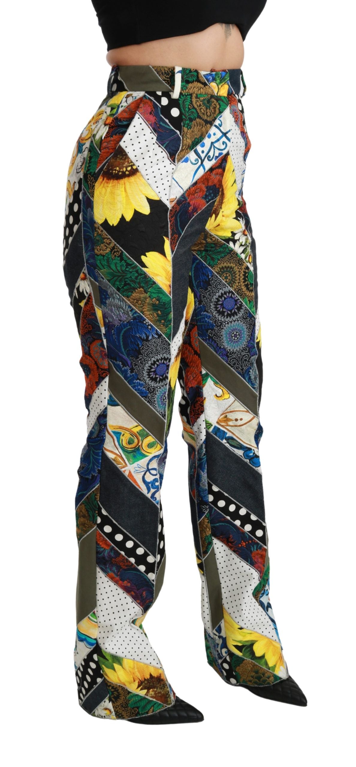 Dolce &amp; Gabbana Elegante, mehrfarbige, gerade Hose mit hoher Taille