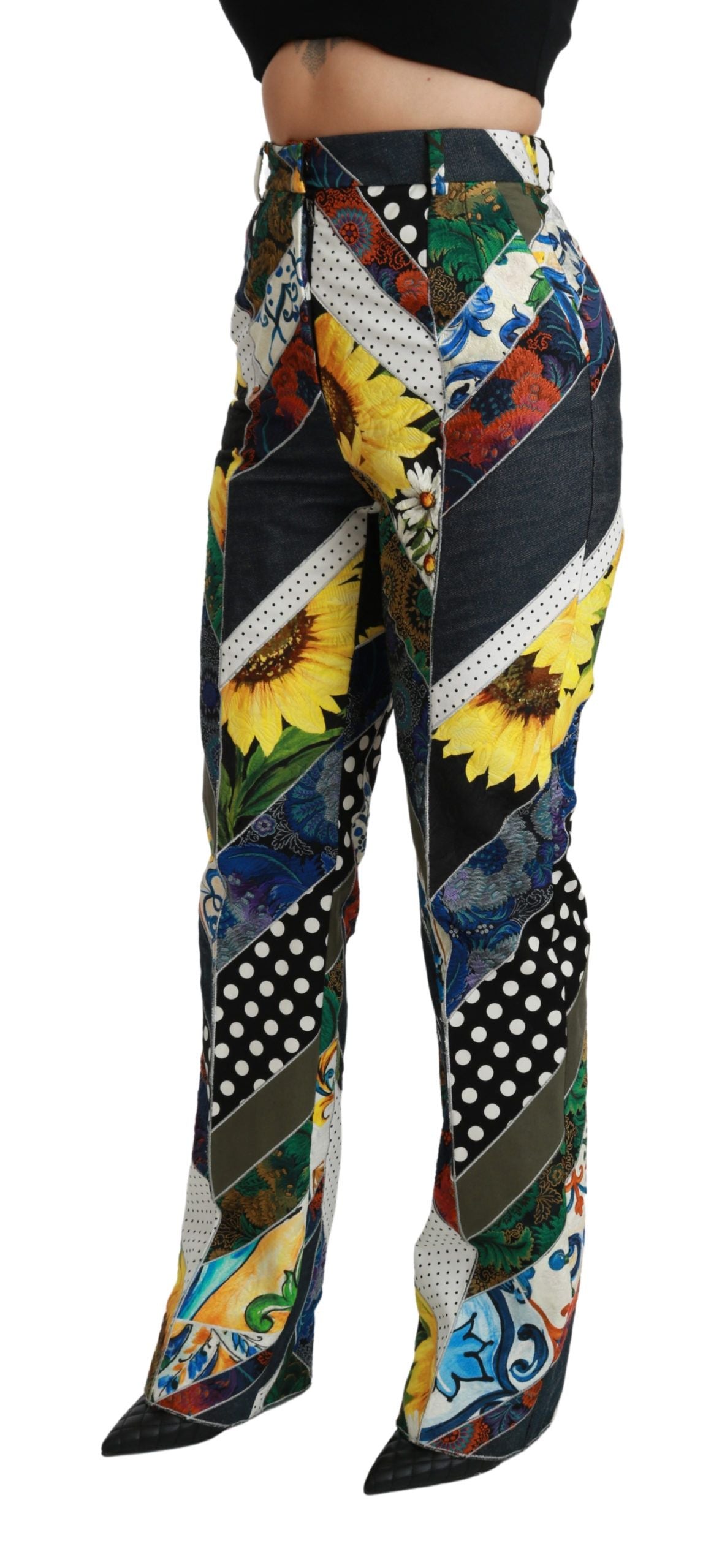 Dolce &amp; Gabbana Elegante, mehrfarbige, gerade Hose mit hoher Taille