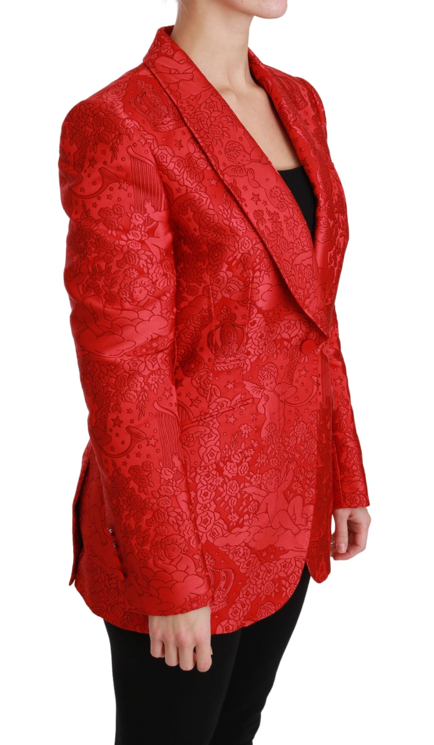 Dolce &amp; Gabbana – Roter Blazer mit Blumenengel-Muster