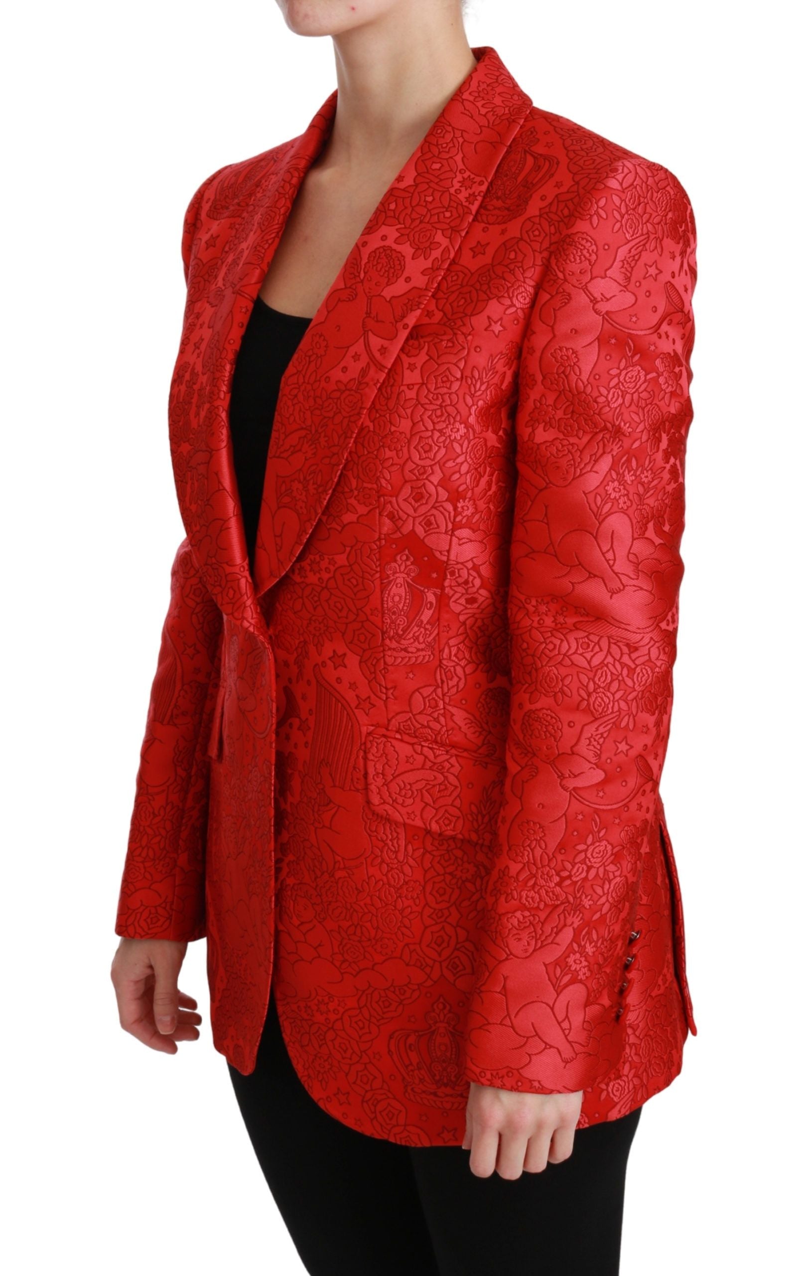Dolce &amp; Gabbana – Roter Blazer mit Blumenengel-Muster