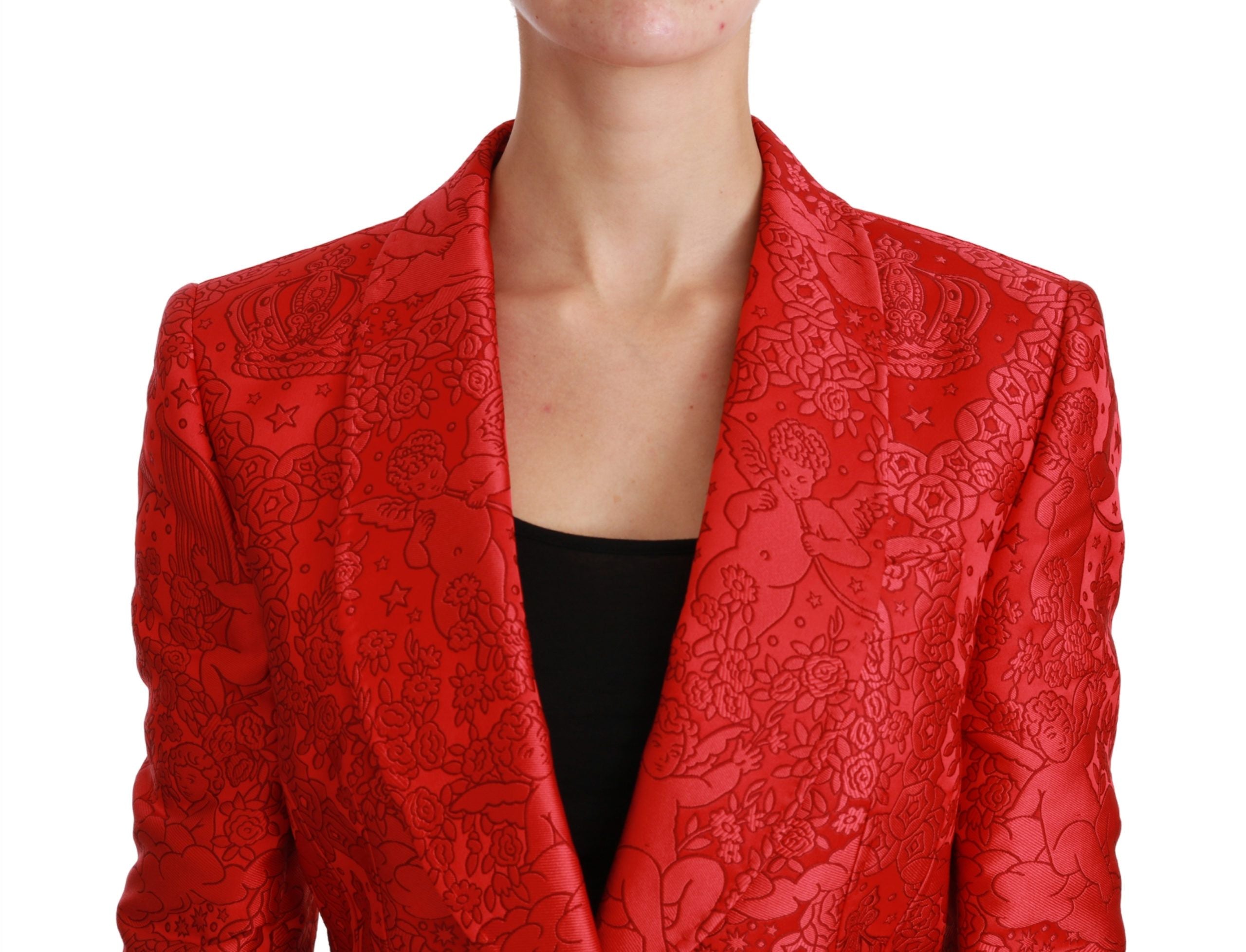 Dolce &amp; Gabbana – Roter Blazer mit Blumenengel-Muster