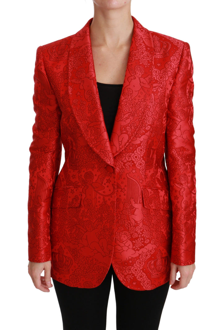 Dolce &amp; Gabbana – Roter Blazer mit Blumenengel-Muster