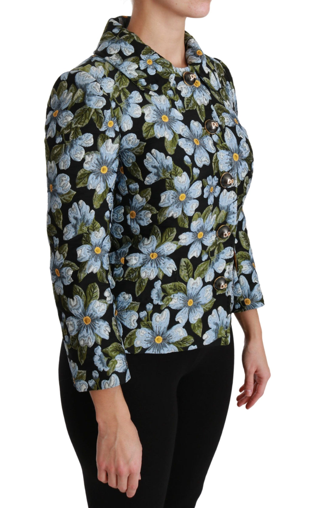 Dolce &amp; Gabbana Mehrfarbiger Blazermantel mit Blumenmuster, Polyesterjacke