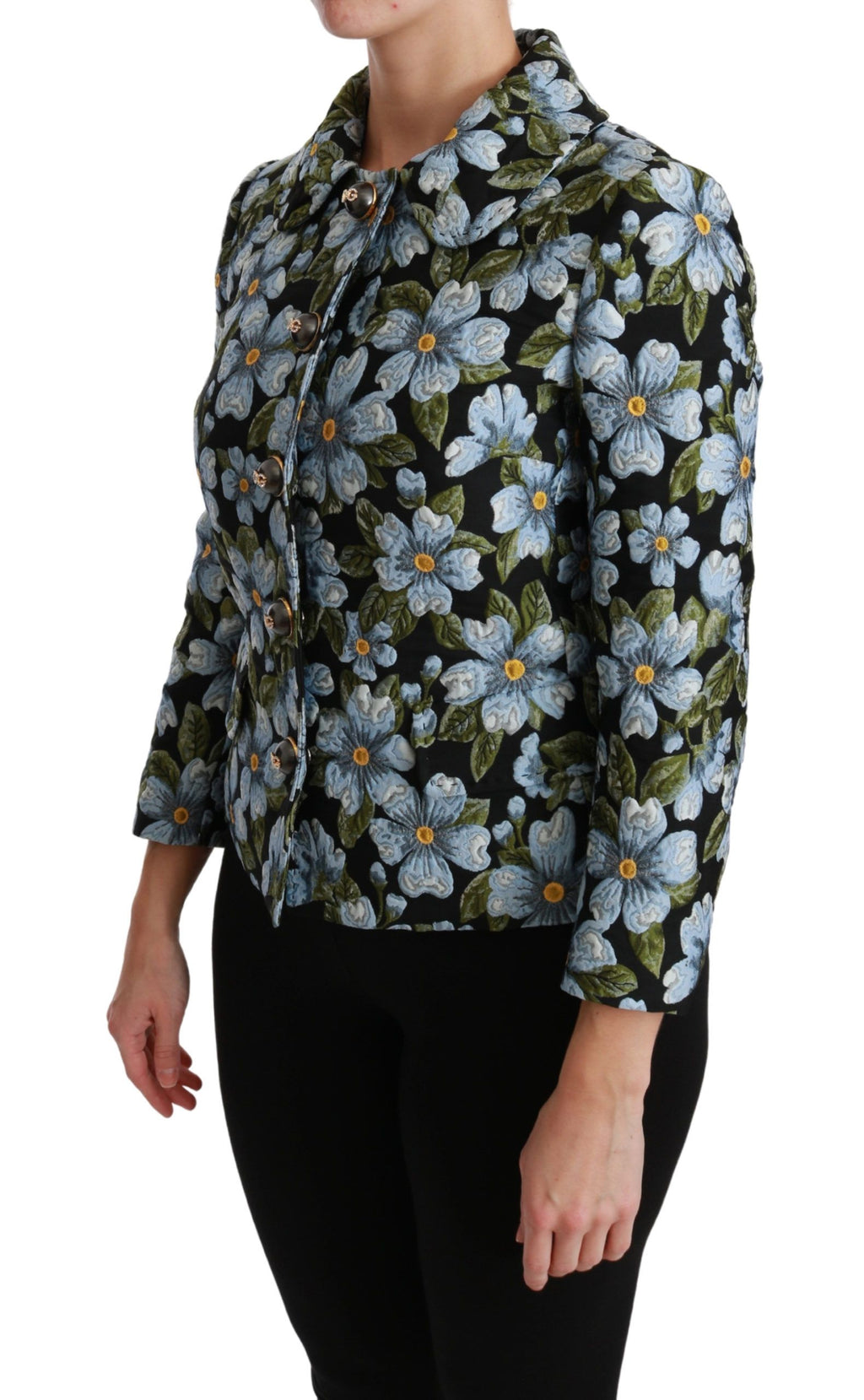 Dolce &amp; Gabbana Mehrfarbiger Blazermantel mit Blumenmuster, Polyesterjacke