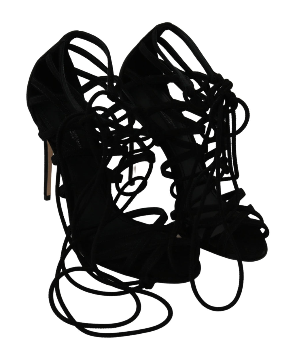 Dolce &amp; Gabbana – Elegante Sandalen mit Stiletto-Absatz und Knöchelriemen aus schwarzem Wildleder