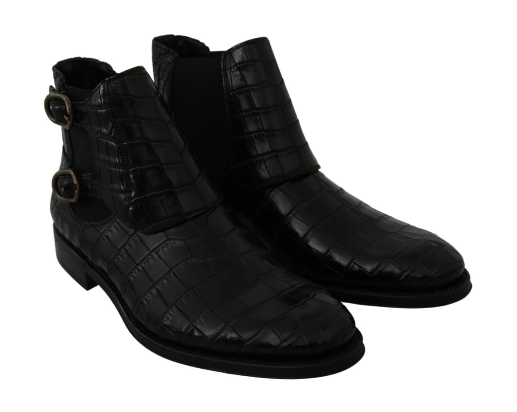 Dolce &amp; Gabbana Elegante Derby-Brogue-Stiefel aus exotischem Leder