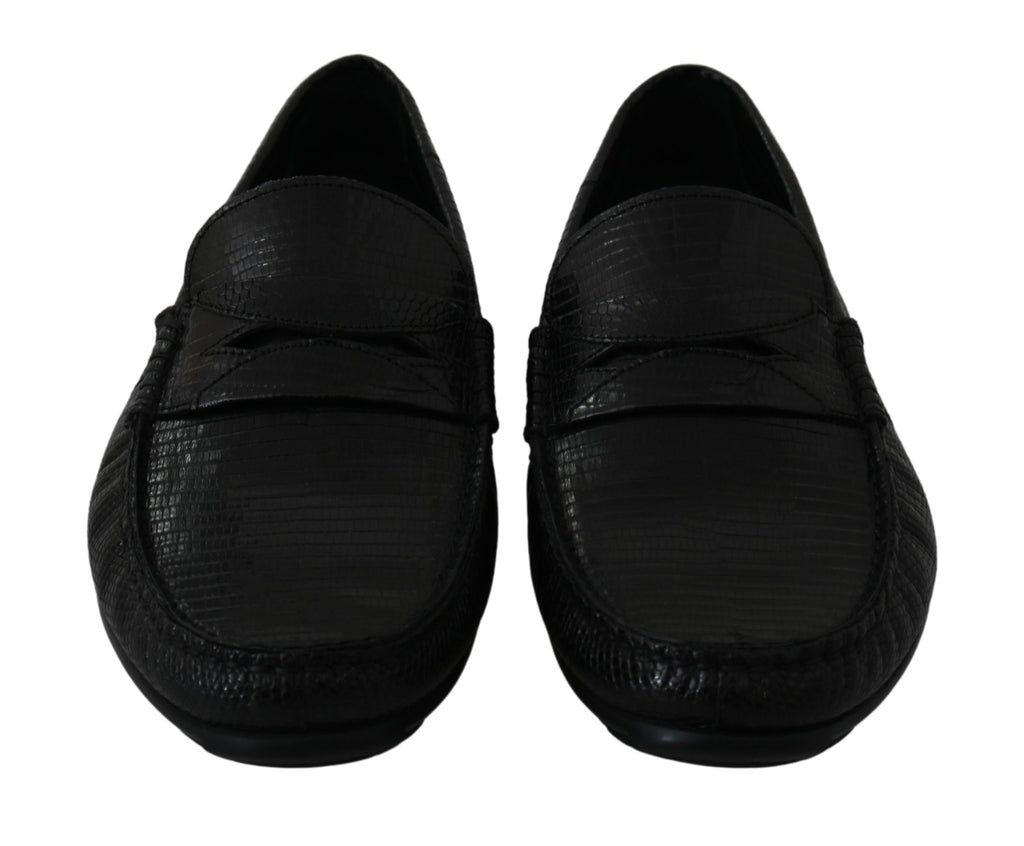 Dolce &amp; Gabbana – Exquisite Loafer aus schwarzem Eidechsenleder