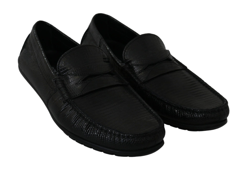 Dolce &amp; Gabbana – Exquisite Loafer aus schwarzem Eidechsenleder