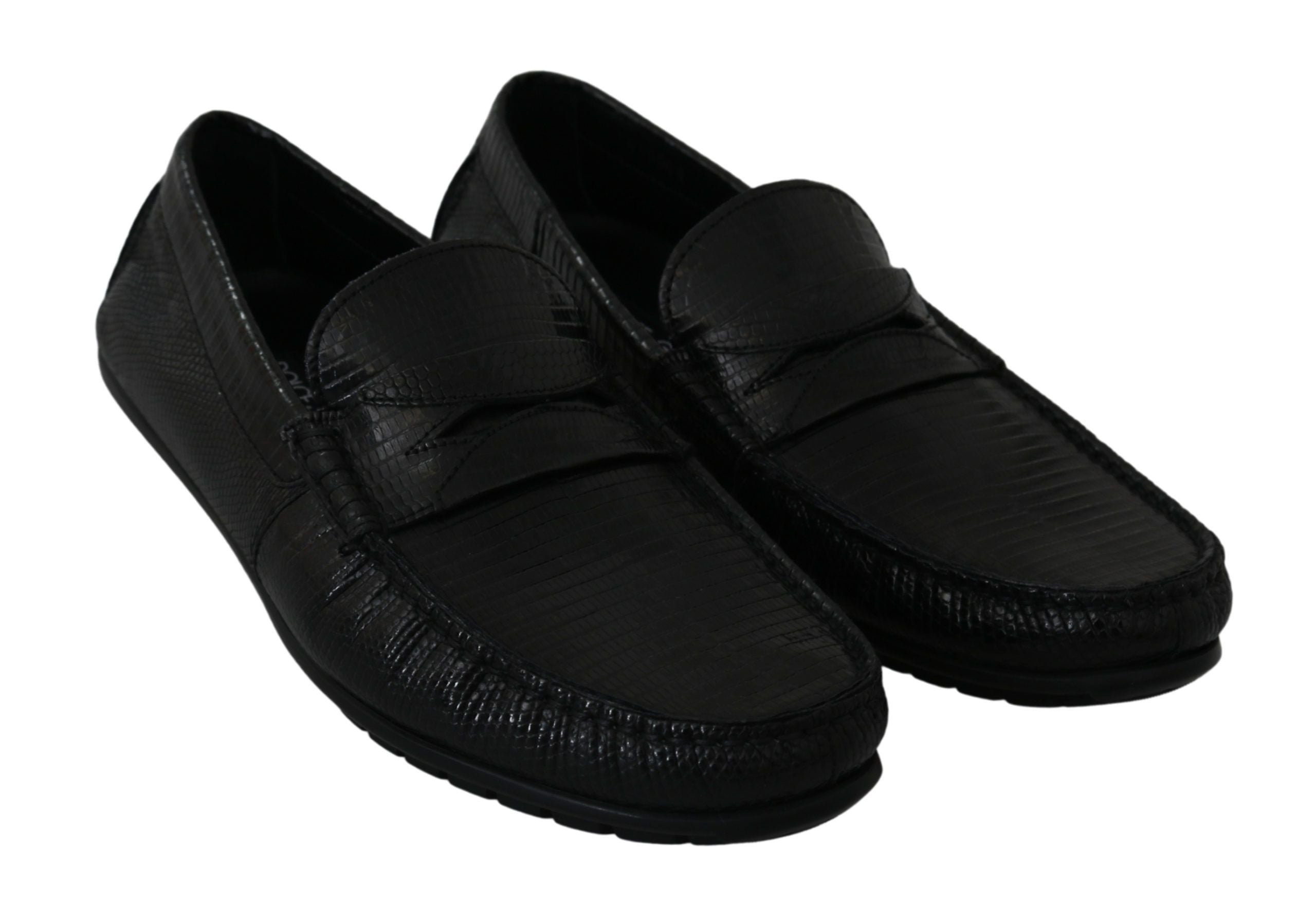 Dolce &amp; Gabbana – Exquisite Loafer aus schwarzem Eidechsenleder