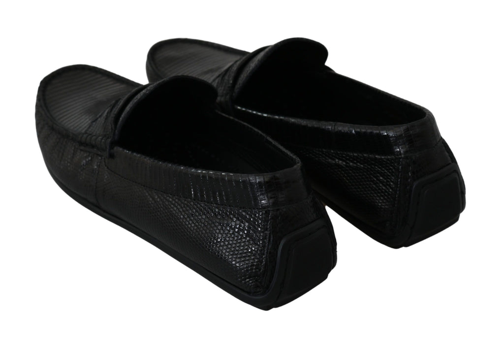 Dolce &amp; Gabbana – Exquisite Loafer aus schwarzem Eidechsenleder