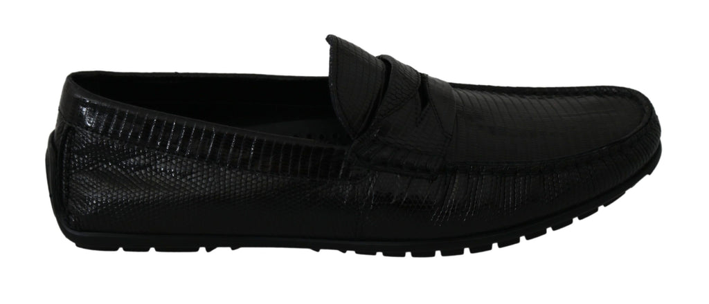 Dolce &amp; Gabbana – Exquisite Loafer aus schwarzem Eidechsenleder