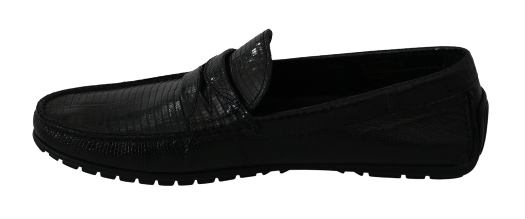 Dolce &amp; Gabbana – Exquisite Loafer aus schwarzem Eidechsenleder