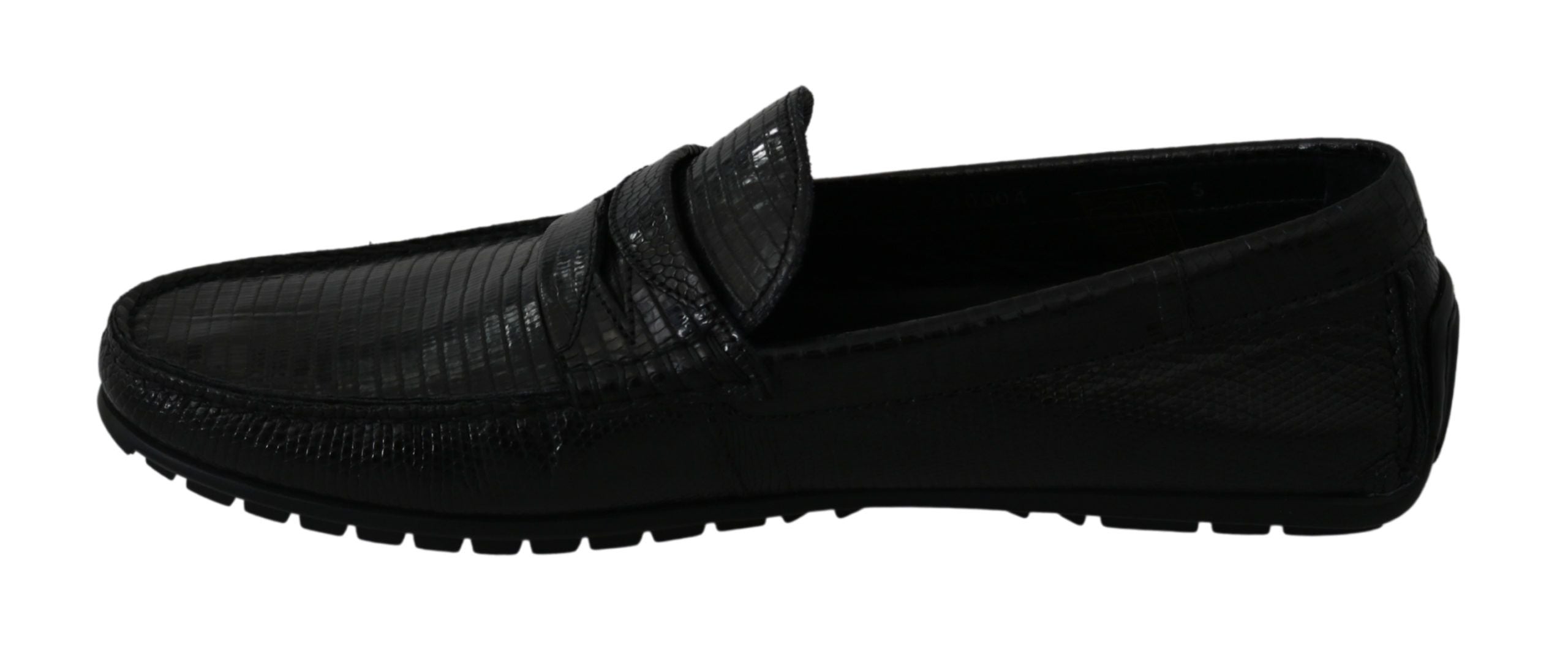 Dolce &amp; Gabbana – Exquisite Loafer aus schwarzem Eidechsenleder