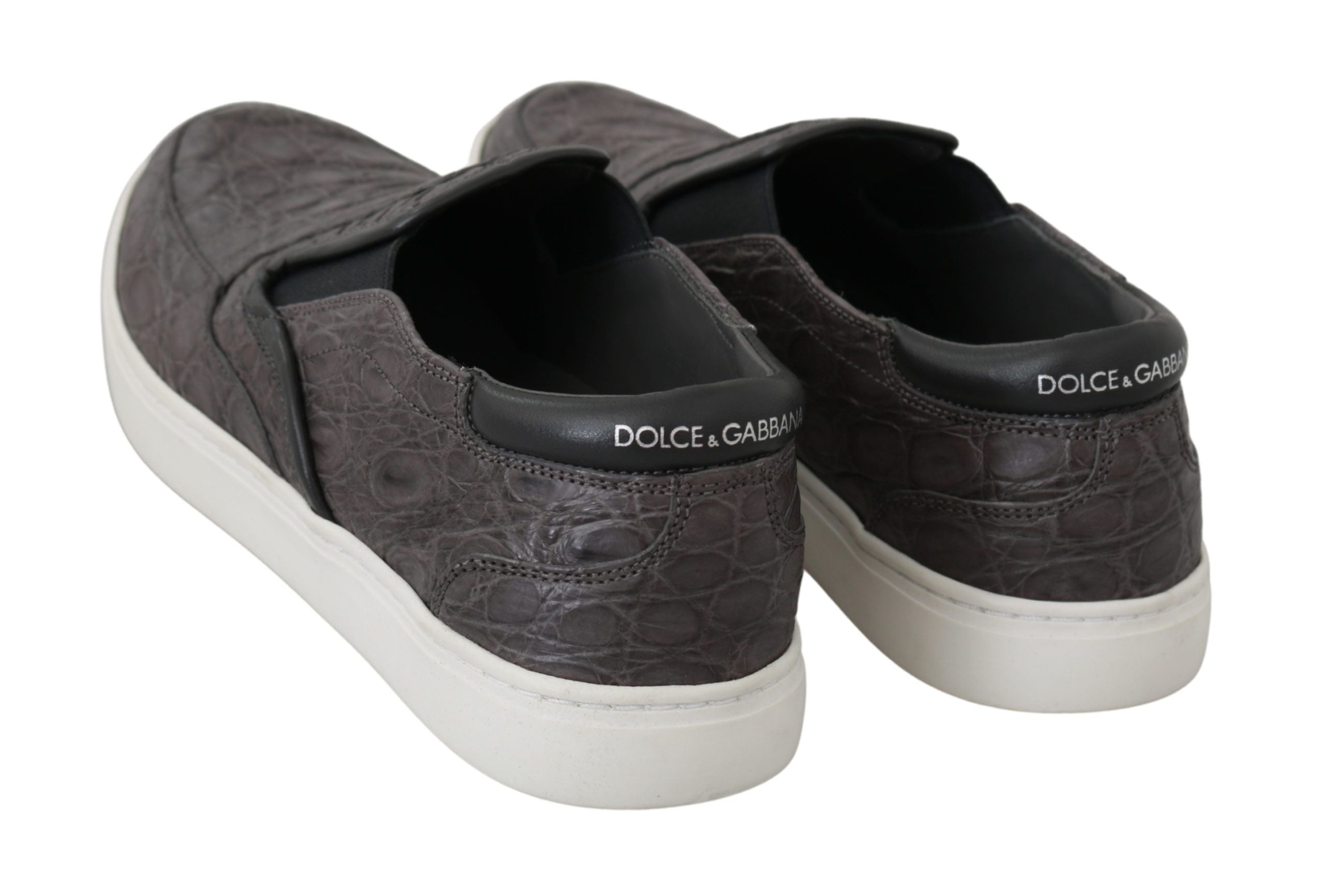 Dolce &amp; Gabbana Elegante Loafer aus grauem Kaimanleder