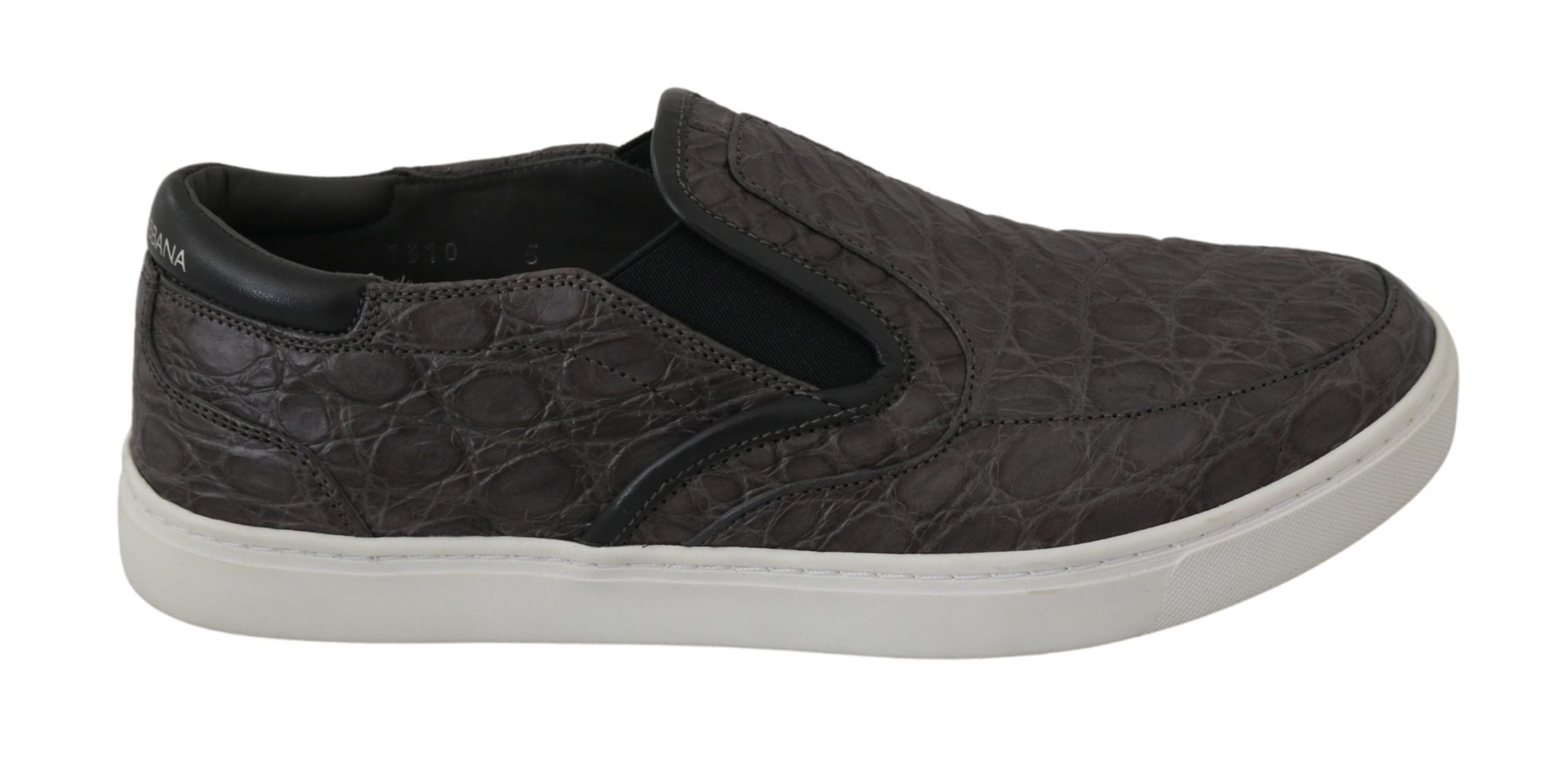 Dolce &amp; Gabbana Elegante Loafer aus grauem Kaimanleder