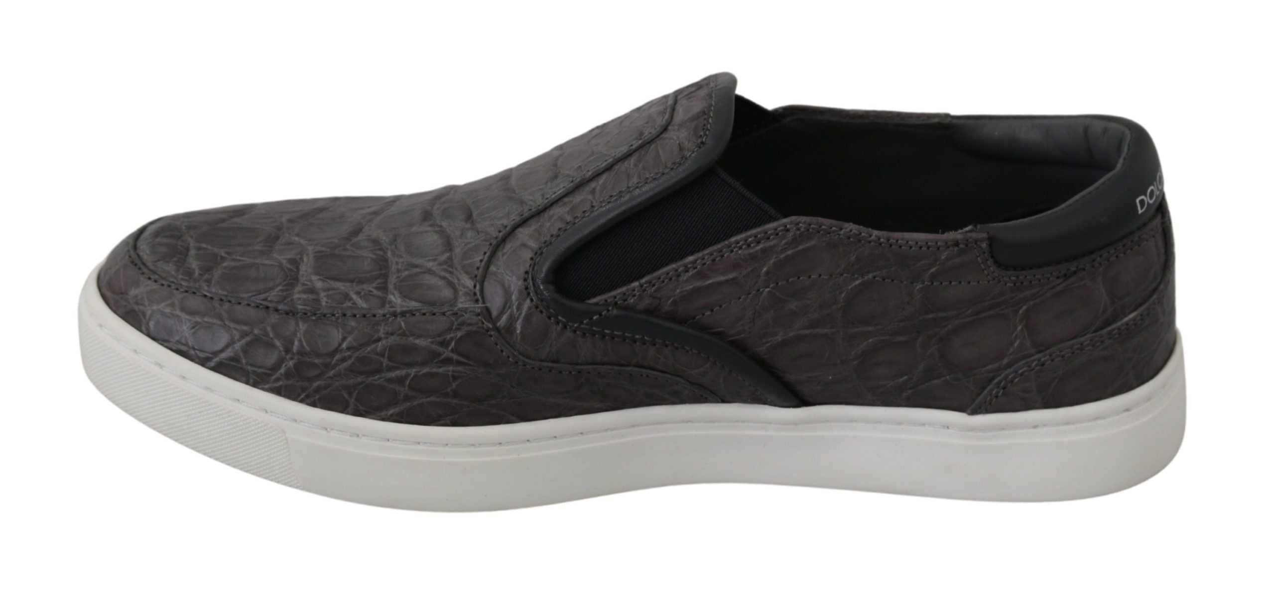 Dolce &amp; Gabbana Elegante Loafer aus grauem Kaimanleder