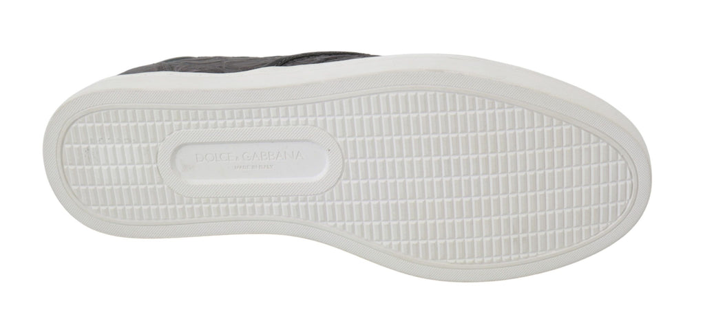 Dolce &amp; Gabbana Elegante Loafer aus grauem Kaimanleder