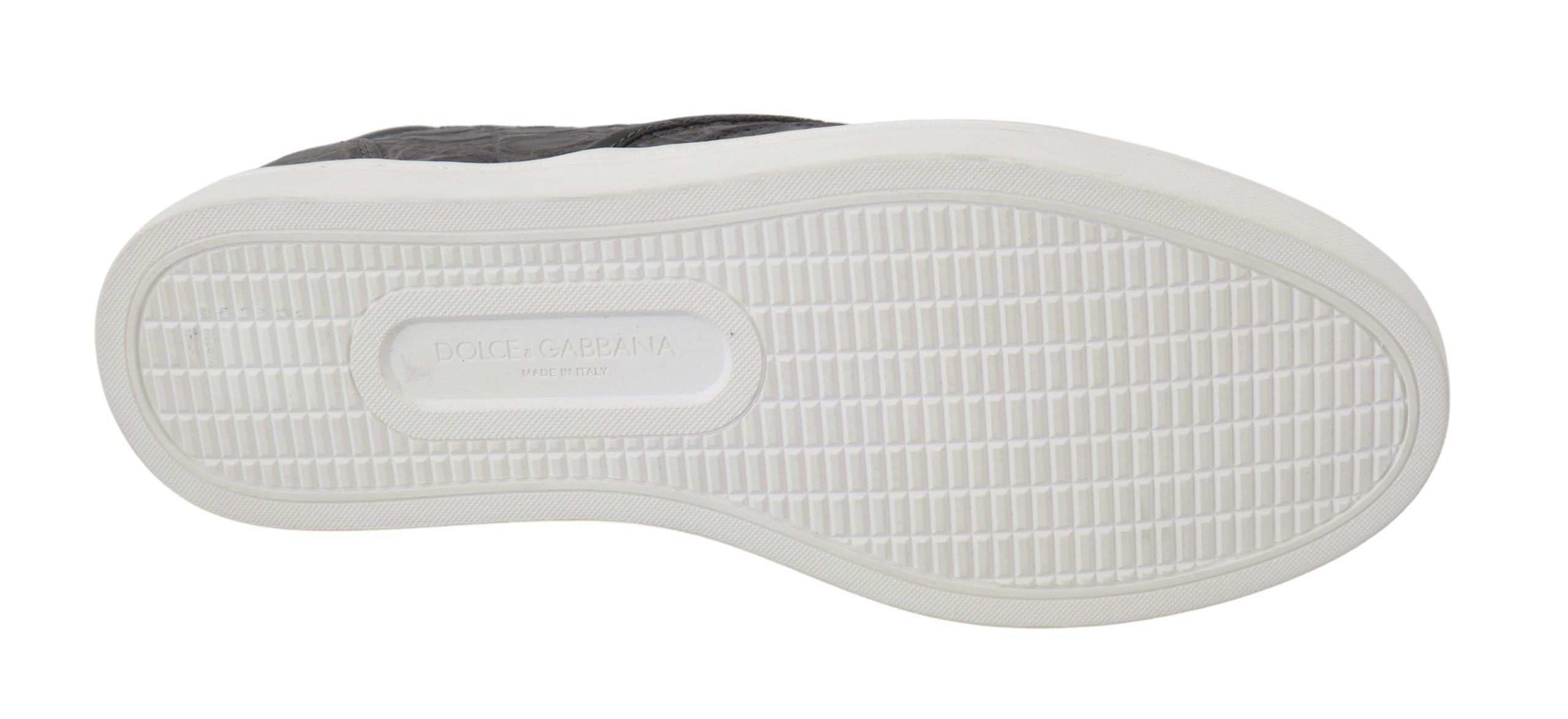 Dolce &amp; Gabbana Elegante Loafer aus grauem Kaimanleder