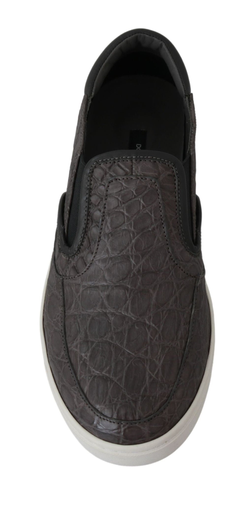 Dolce &amp; Gabbana Elegante Loafer aus grauem Kaimanleder