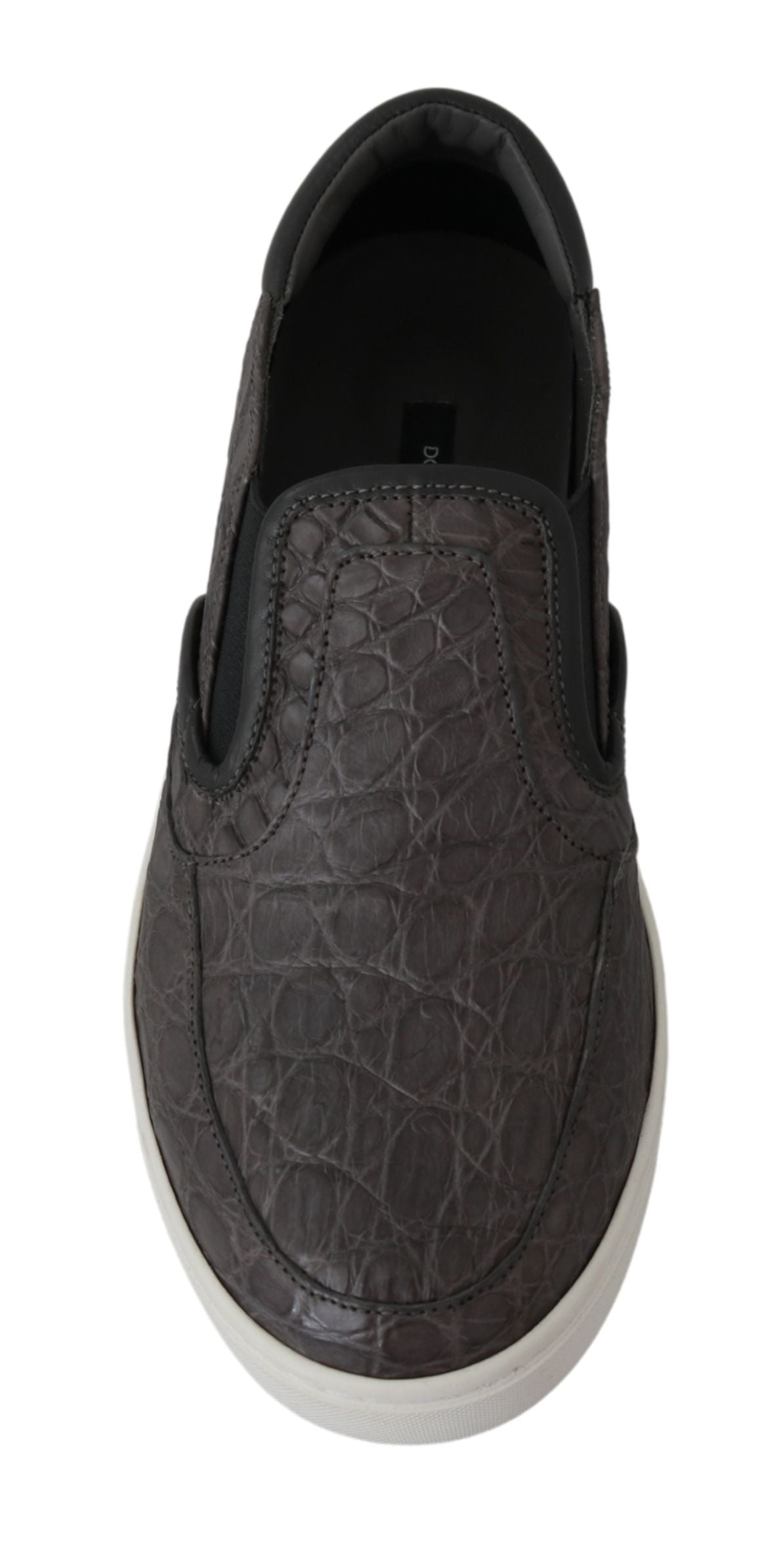 Dolce &amp; Gabbana Elegante Loafer aus grauem Kaimanleder
