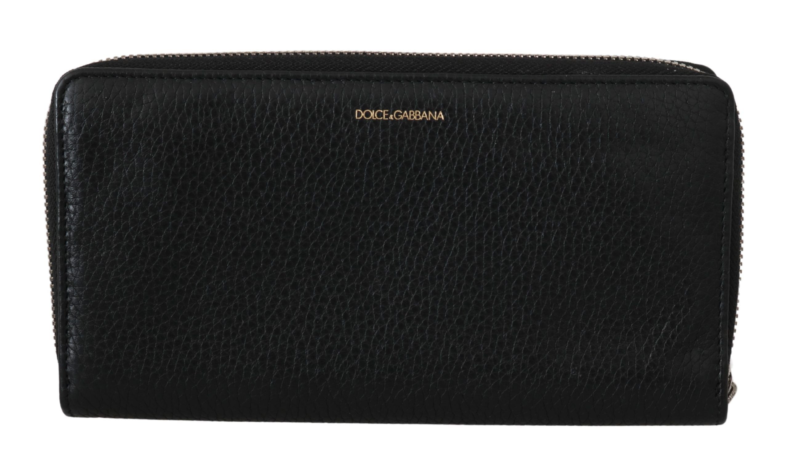 Dolce &amp; Gabbana Elegante schwarze Continental-Geldbörse aus Leder mit Reißverschluss