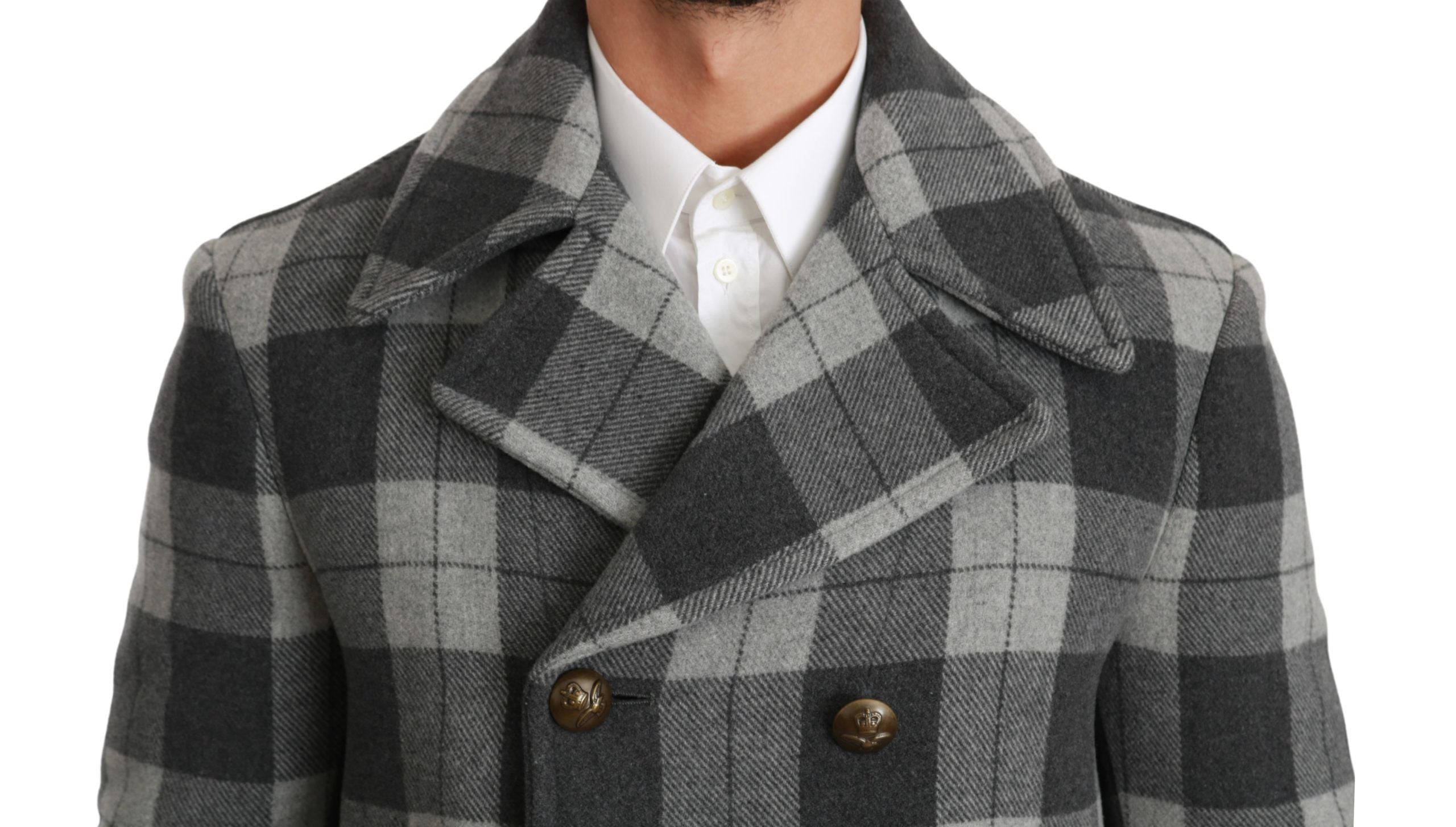 Dolce &amp; Gabbana – Eleganter, grau karierter Zweireihermantel