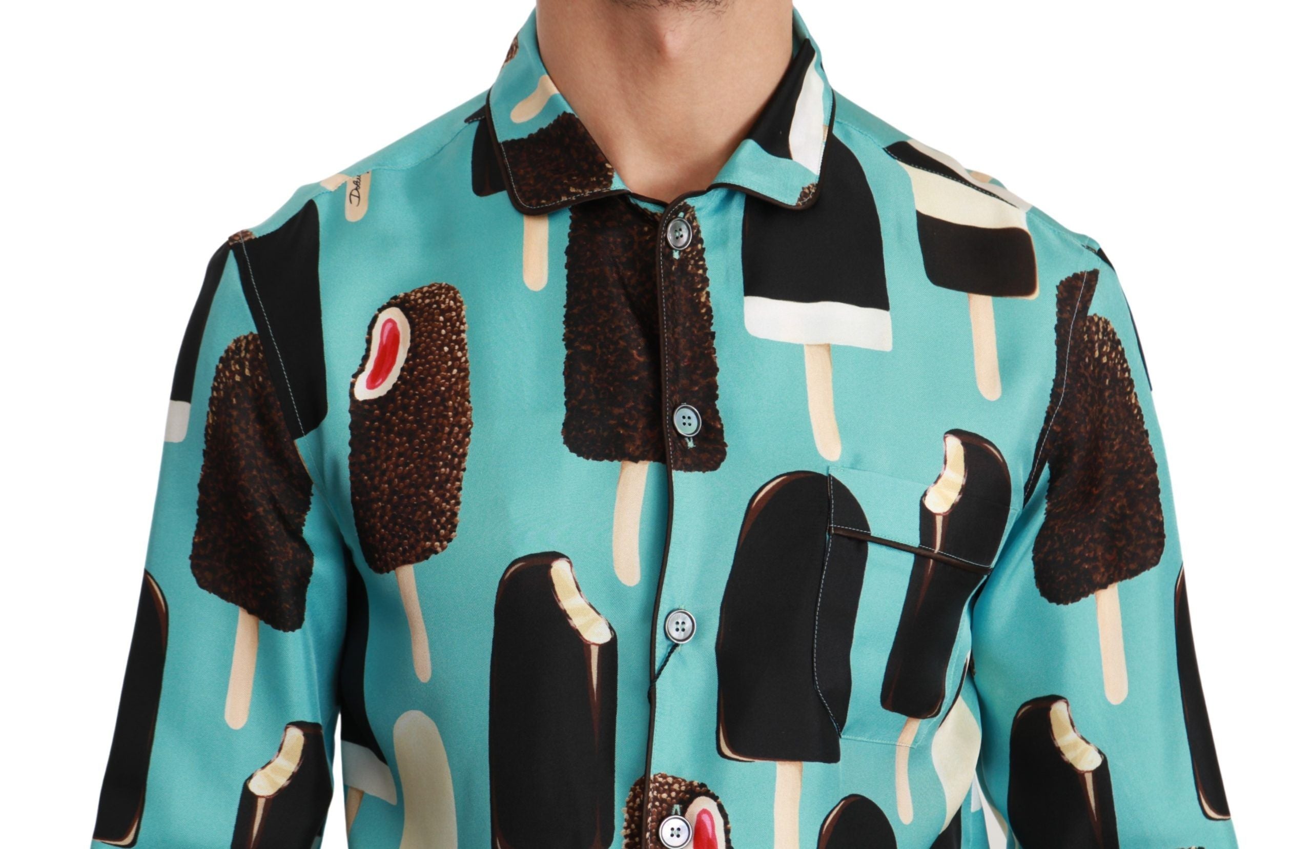 Dolce &amp; Gabbana – Exklusives Hemd aus Seidenmischung mit Eiscreme-Print