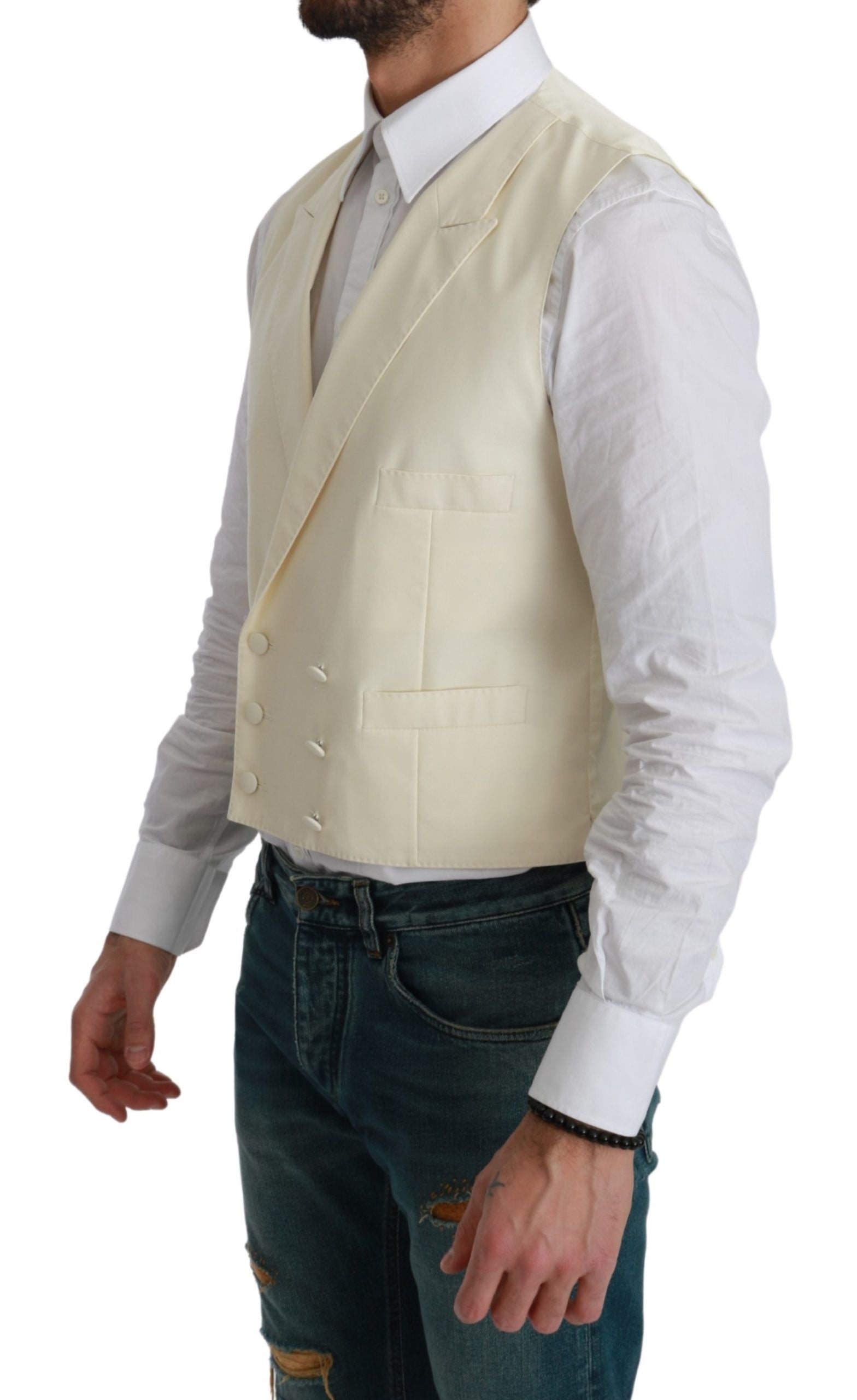 Dolce &amp; Gabbana Elegante cremefarbene Wollweste