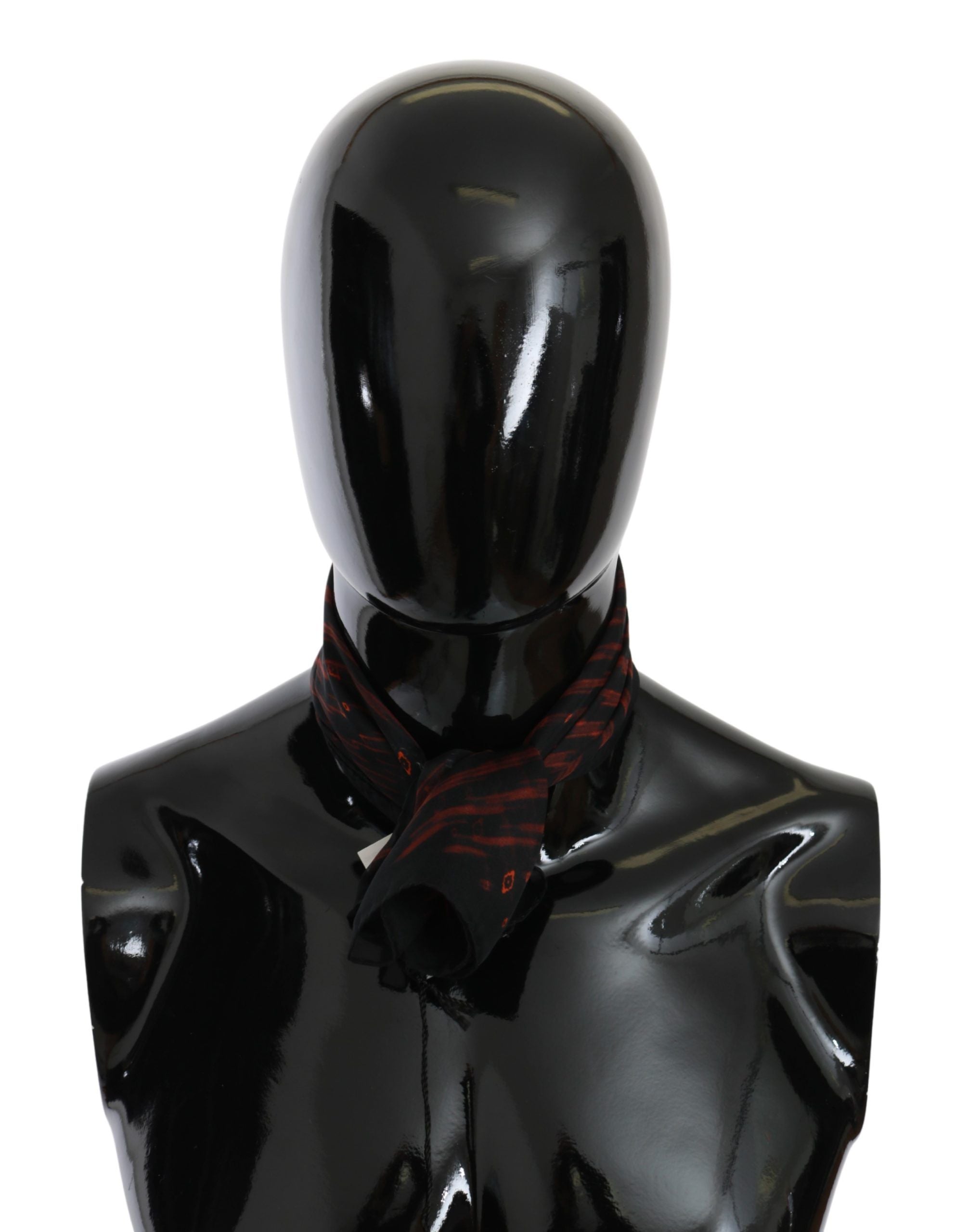 Costume National Eleganter Seidenschal, Bandana-Mütze in Schwarz-Orange